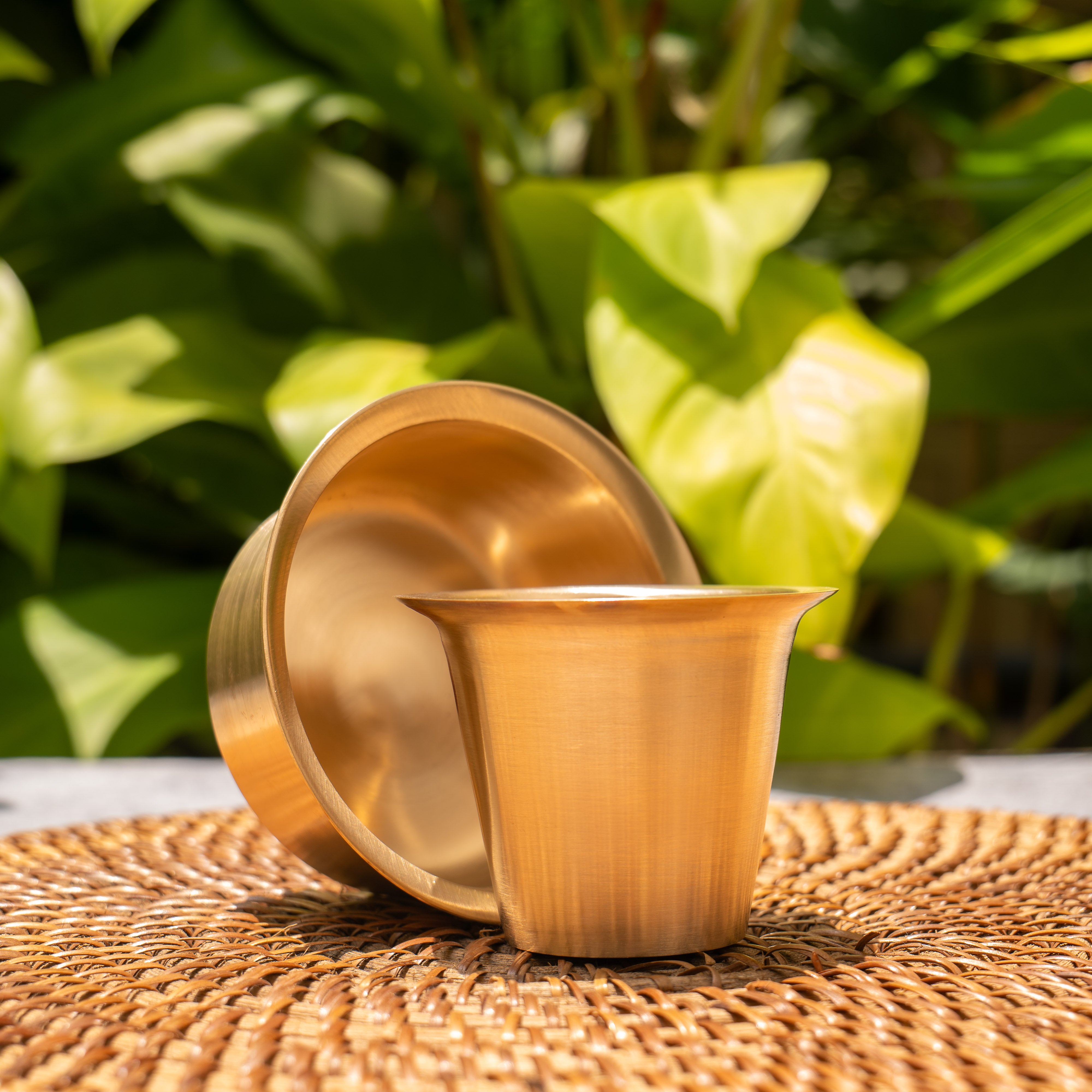 Ambi Lead Free 100% Pure Kansa Traditional Filter Coffee Dabara Cup Set - Heavy Grade