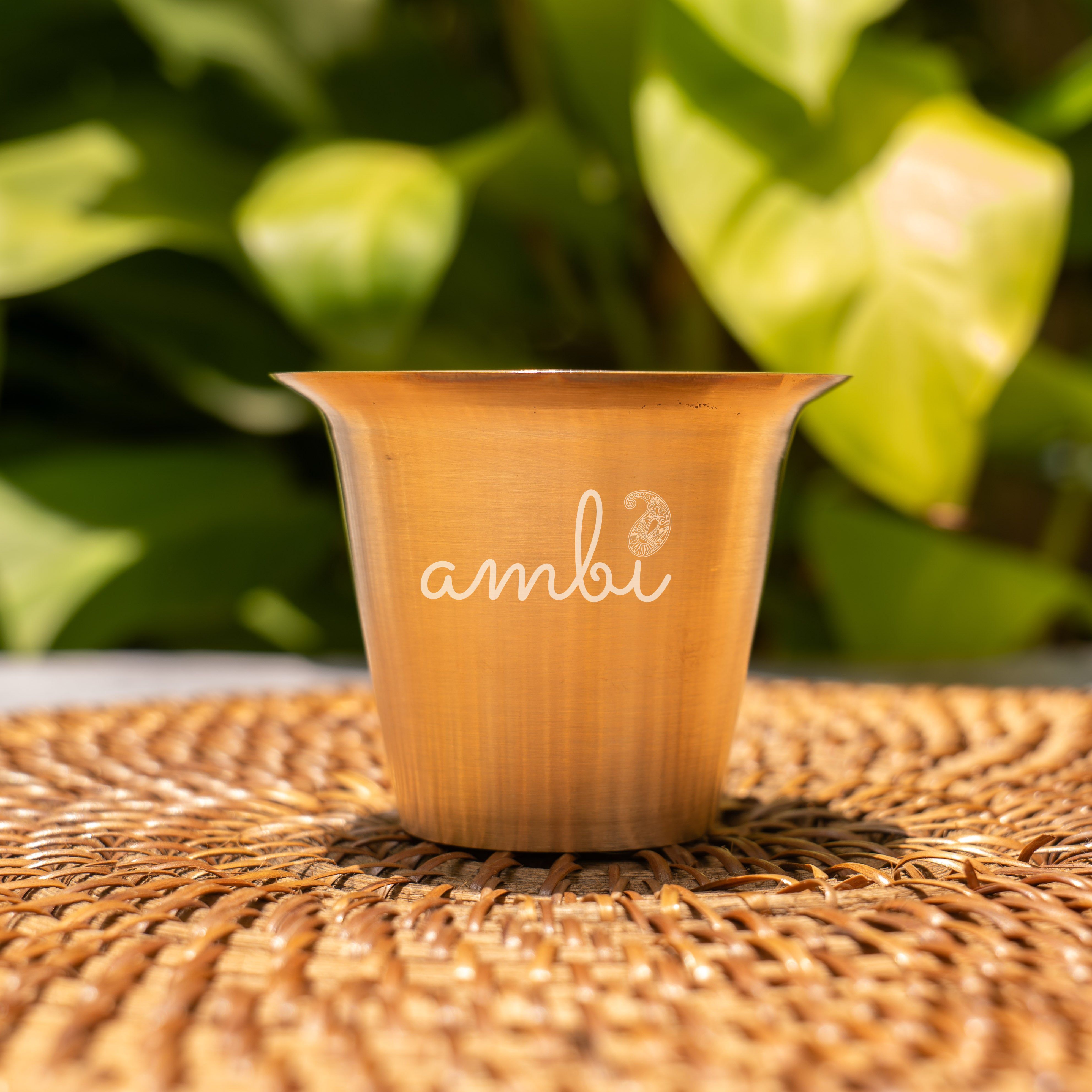 Ambi Lead Free 100% Pure Kansa Traditional Filter Coffee Dabara Cup Set - Heavy Grade