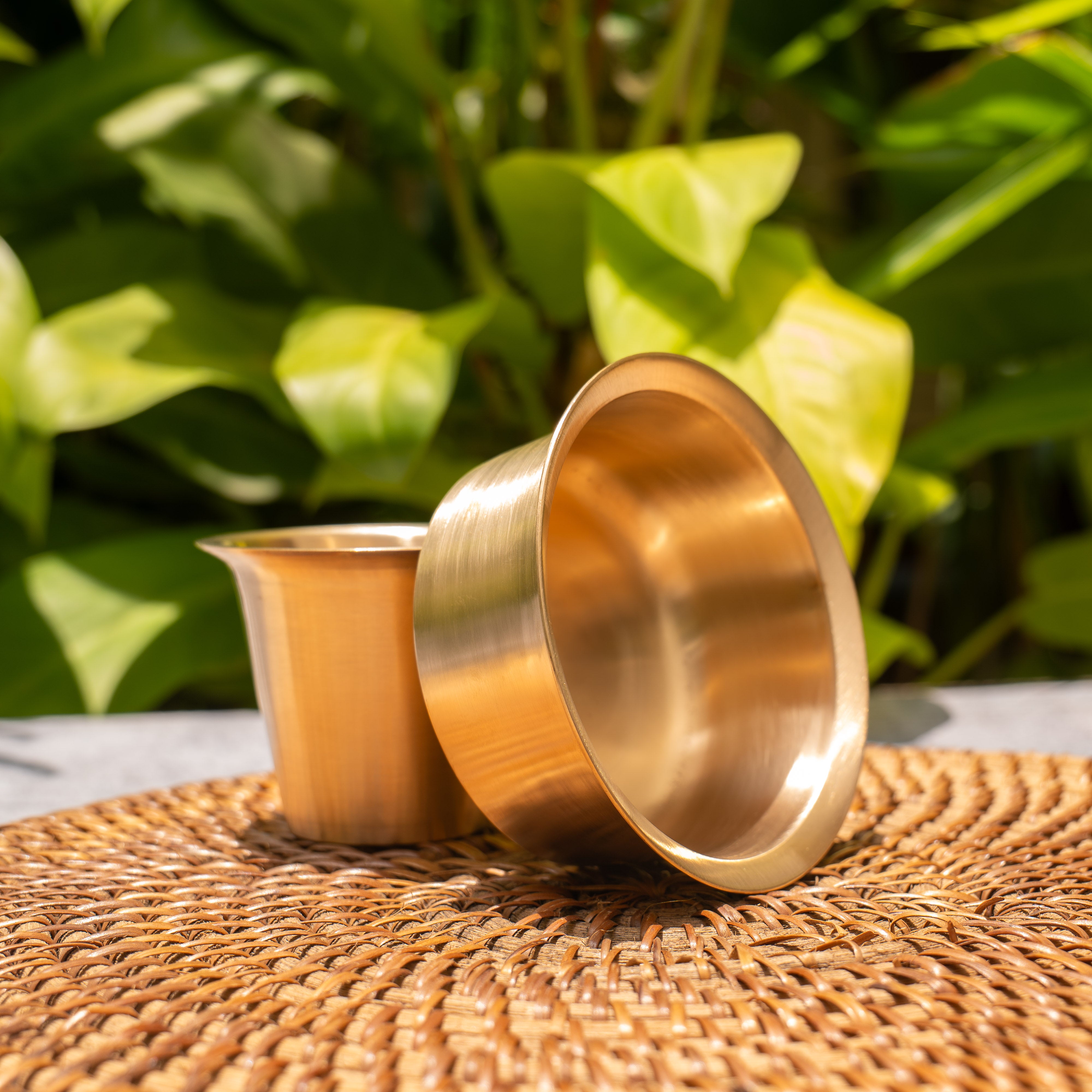 Ambi Lead Free 100% Pure Kansa Traditional Filter Coffee Dabara Cup Set - Heavy Grade