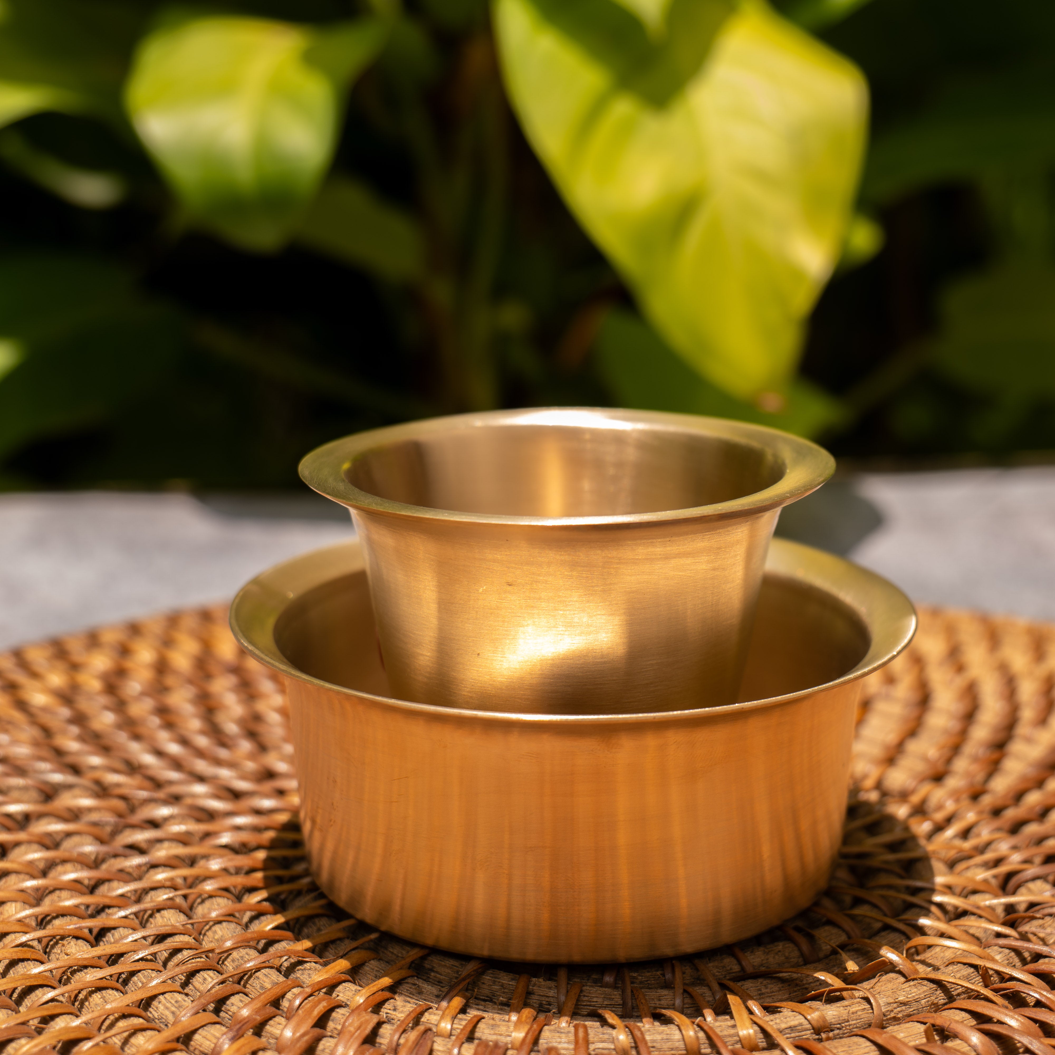 Ambi Lead Free 100% Pure Kansa Traditional Filter Coffee Dabara Cup Set - Heavy Grade