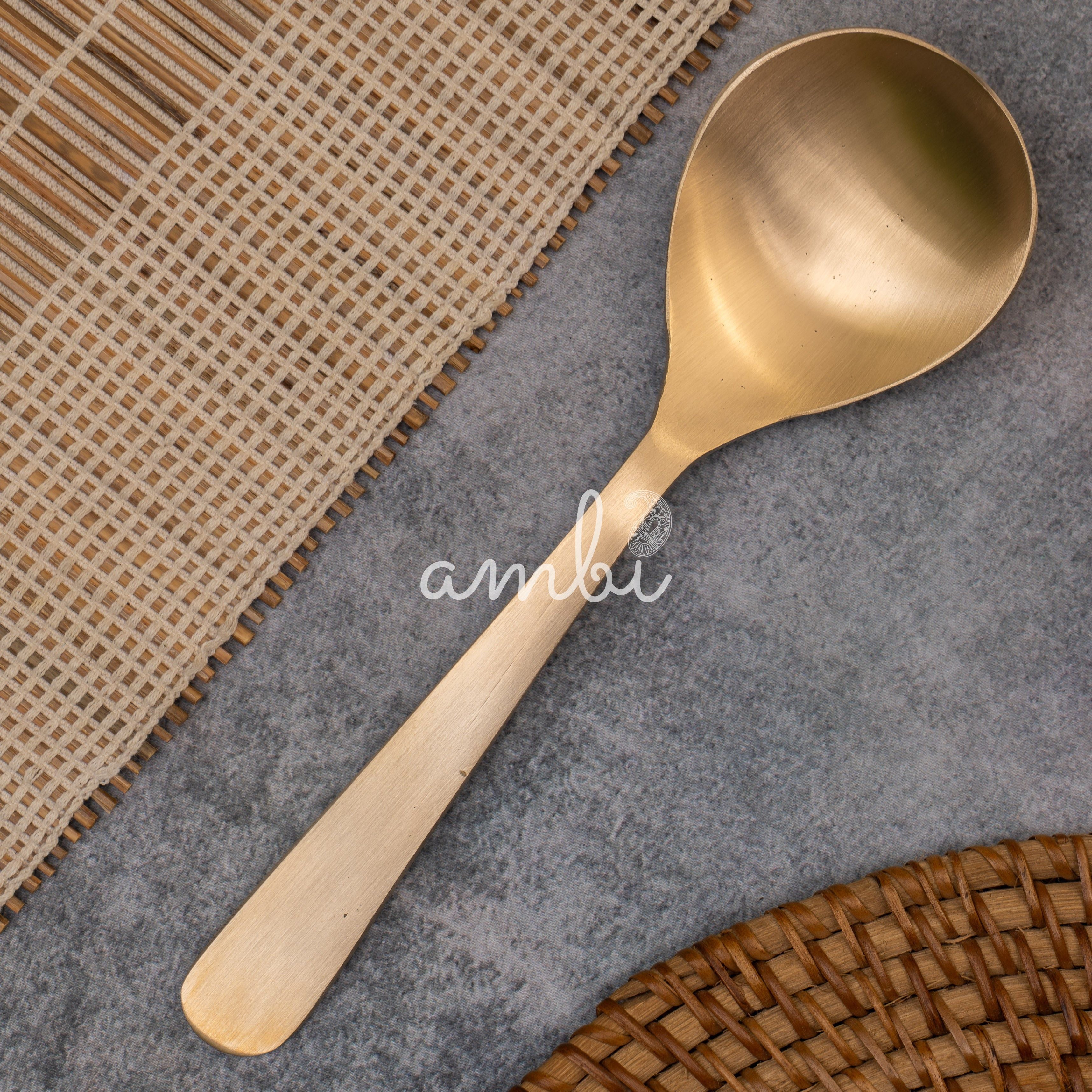 Heavy Grade Lead Free 100% Pure Kansa Serving Ladle - 8 Inches Long