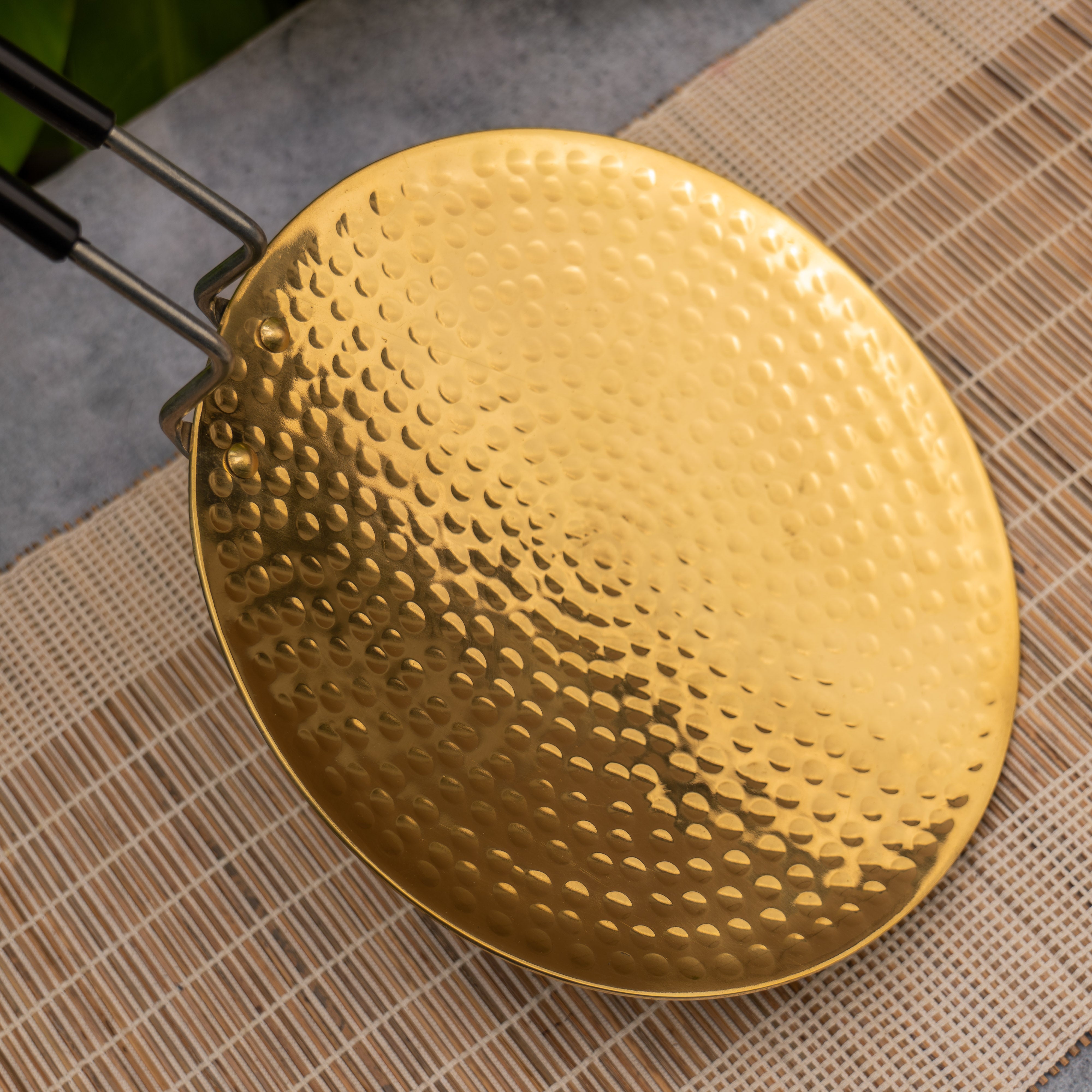 Ambi 100% Pure Brass Hammered Tawa / Tava — 10 Inch | Traditional Cookware
