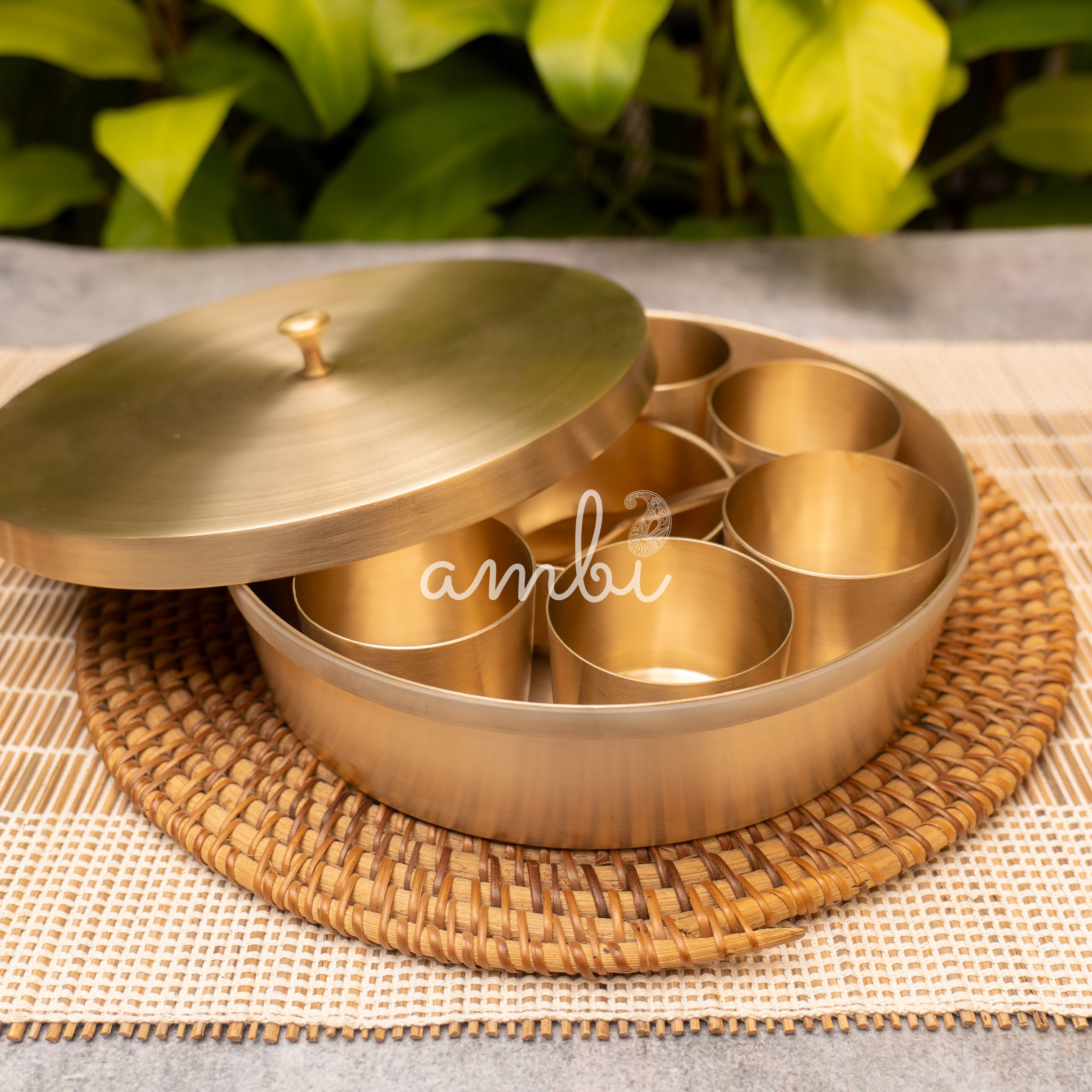 Ambi Lead Free 100% Pure Kansa Spice Box / Masala Dani - A Statement Piece