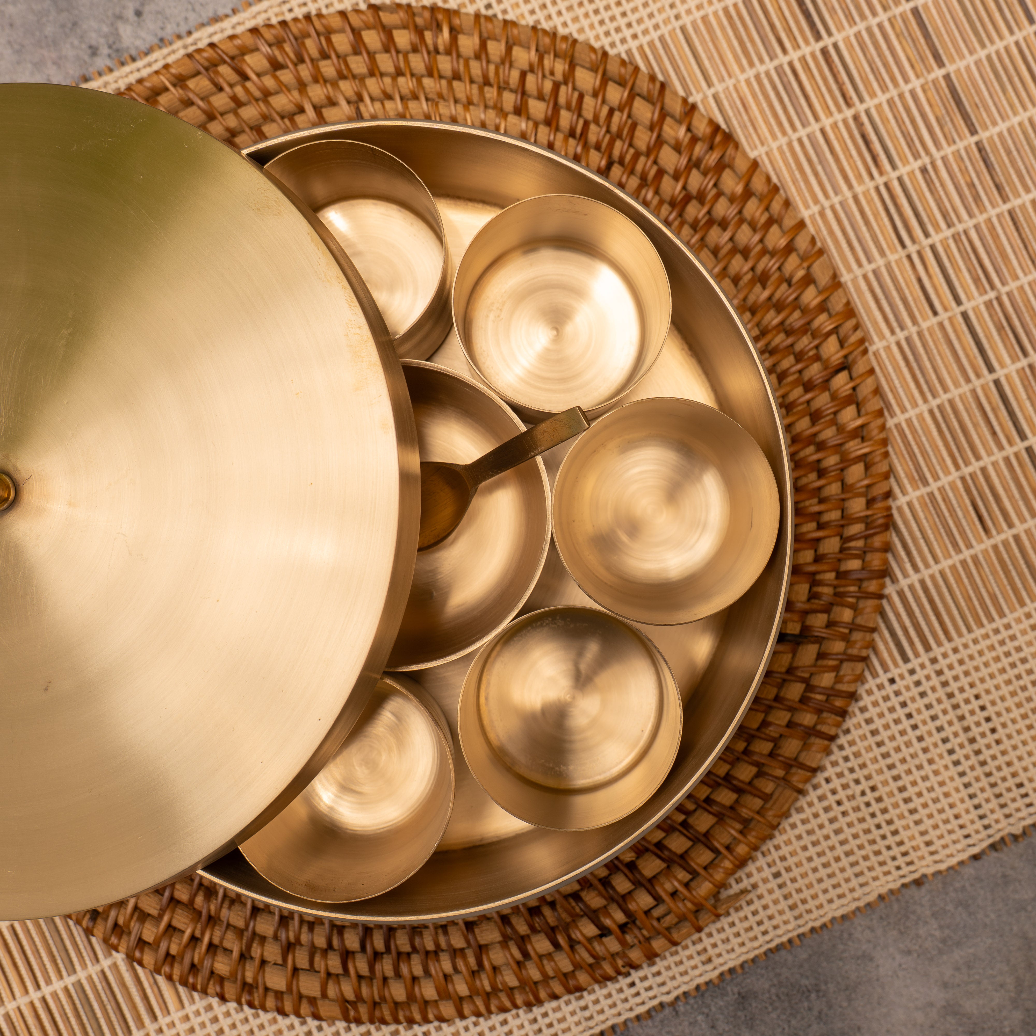 Ambi Lead Free 100% Pure Kansa Spice Box / Masala Dani - A Statement Piece