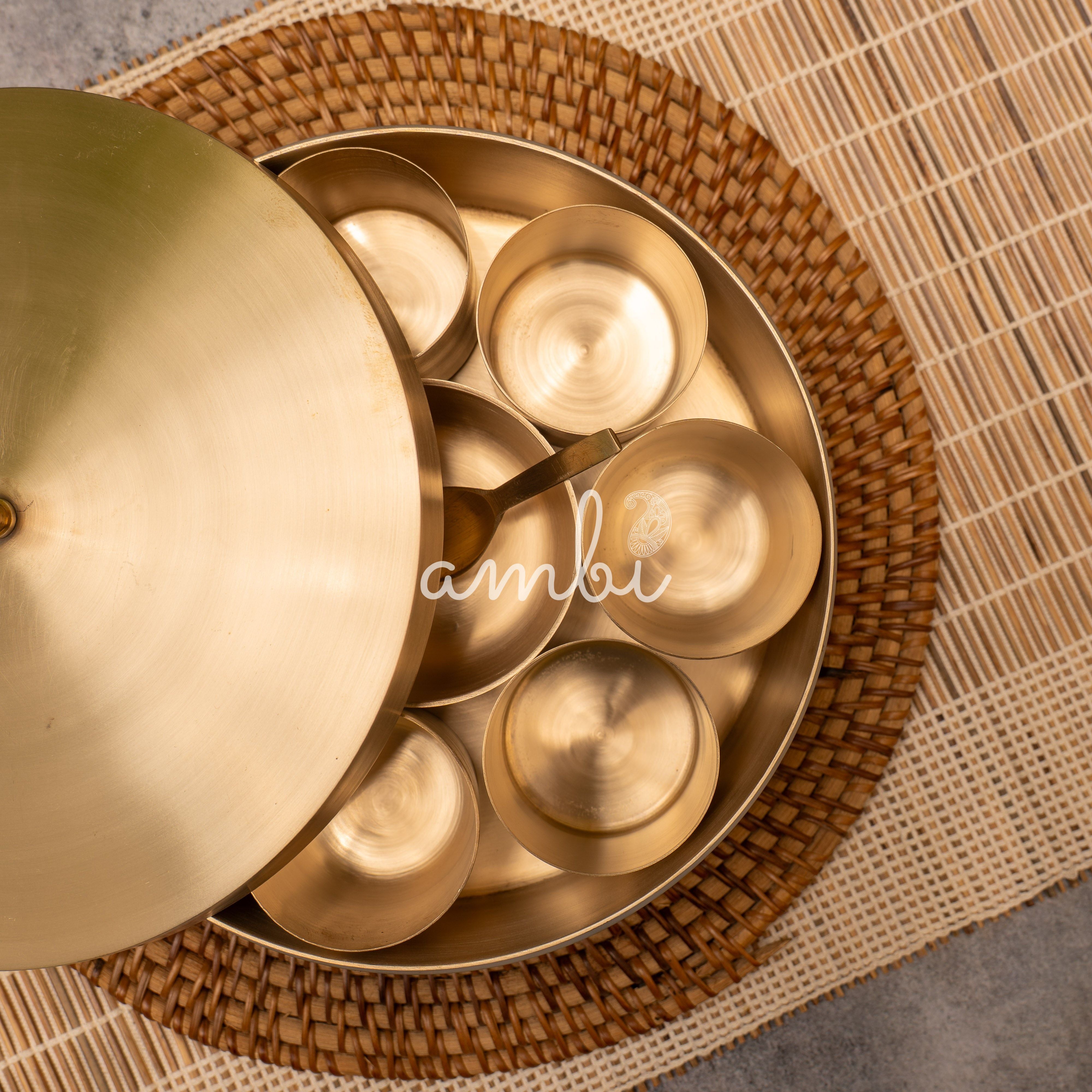 Ambi Lead Free 100% Pure Kansa Spice Box / Masala Dani - A Statement Piece