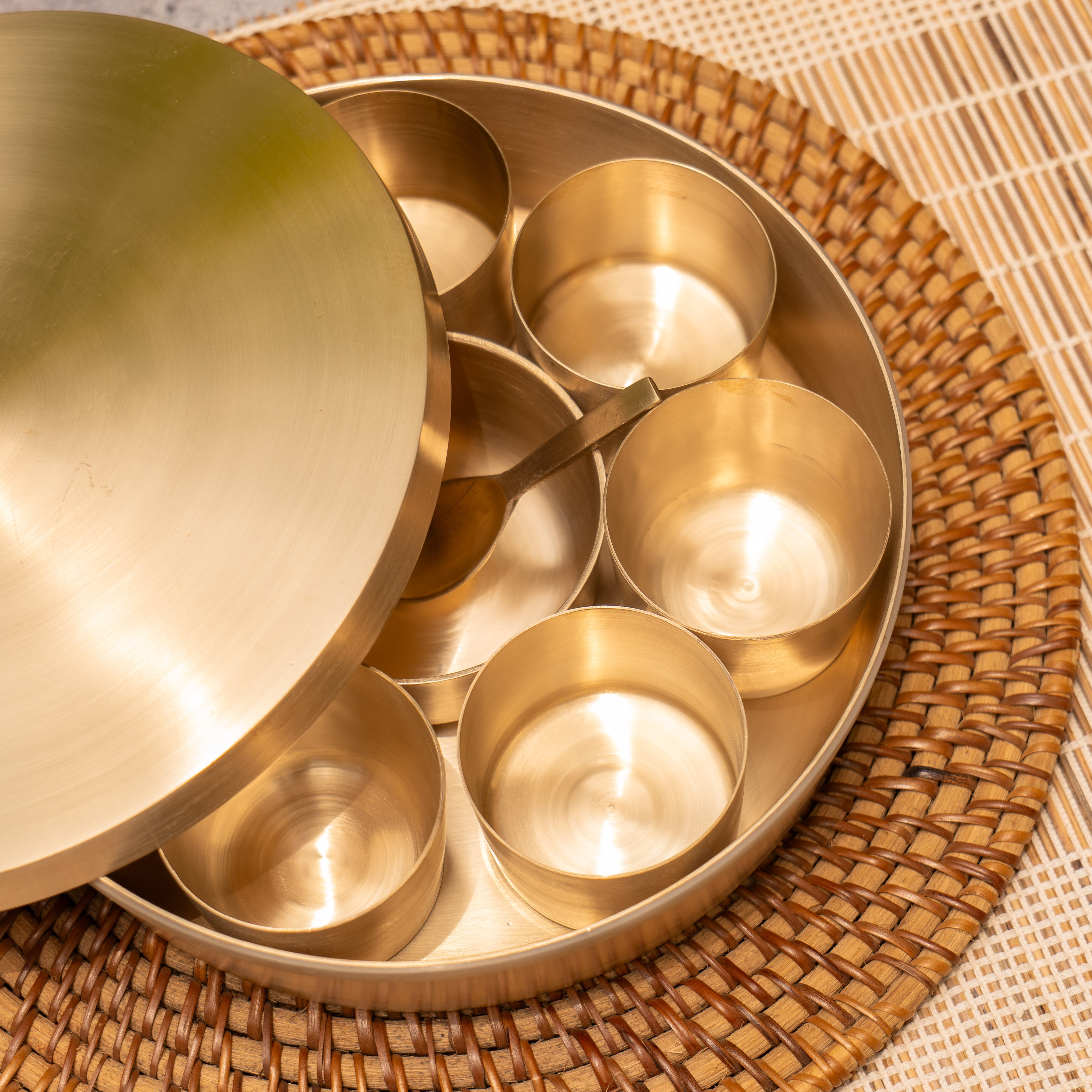 Ambi Lead Free 100% Pure Kansa Spice Box / Masala Dani - A Statement Piece