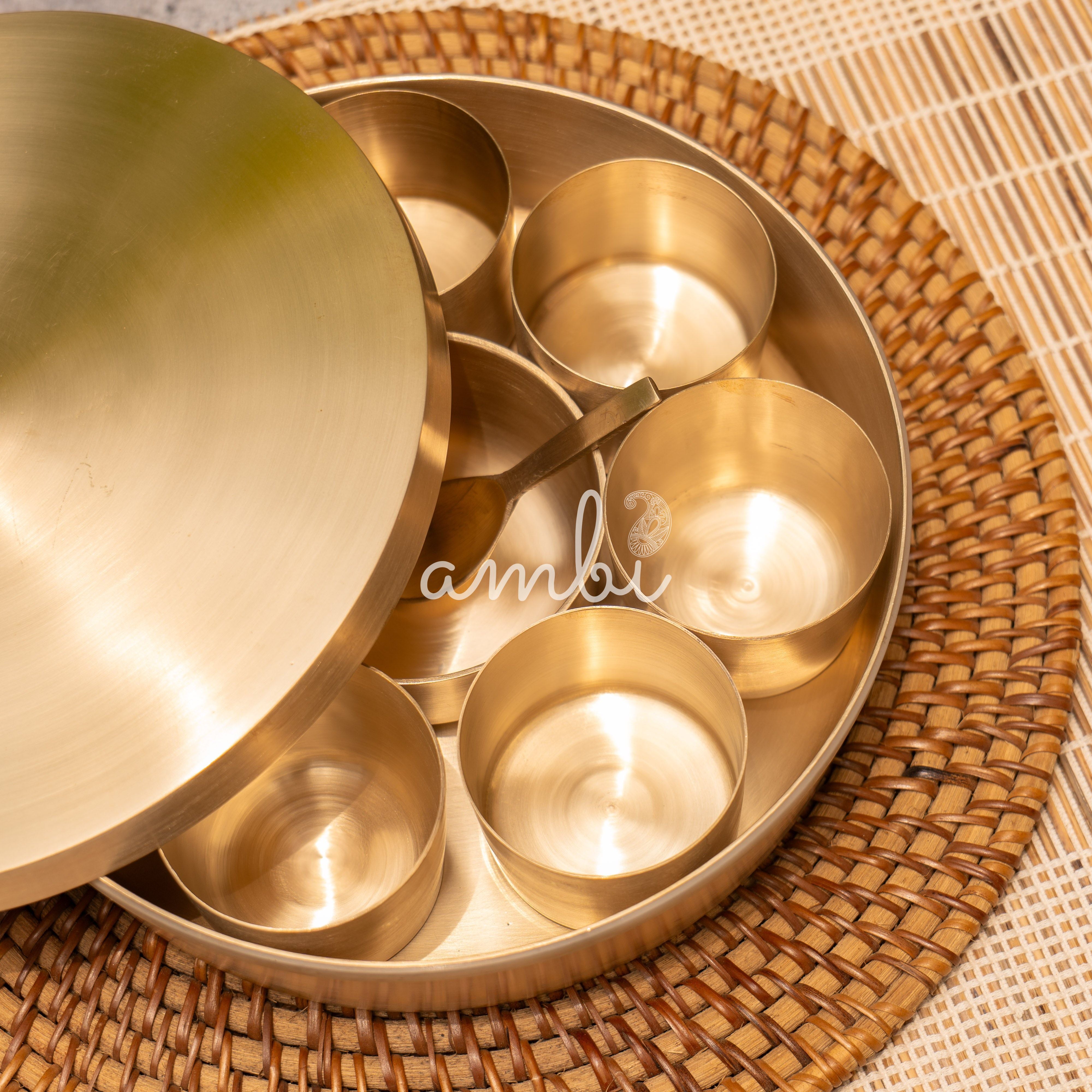 Ambi Lead Free 100% Pure Kansa Spice Box / Masala Dani - A Statement Piece