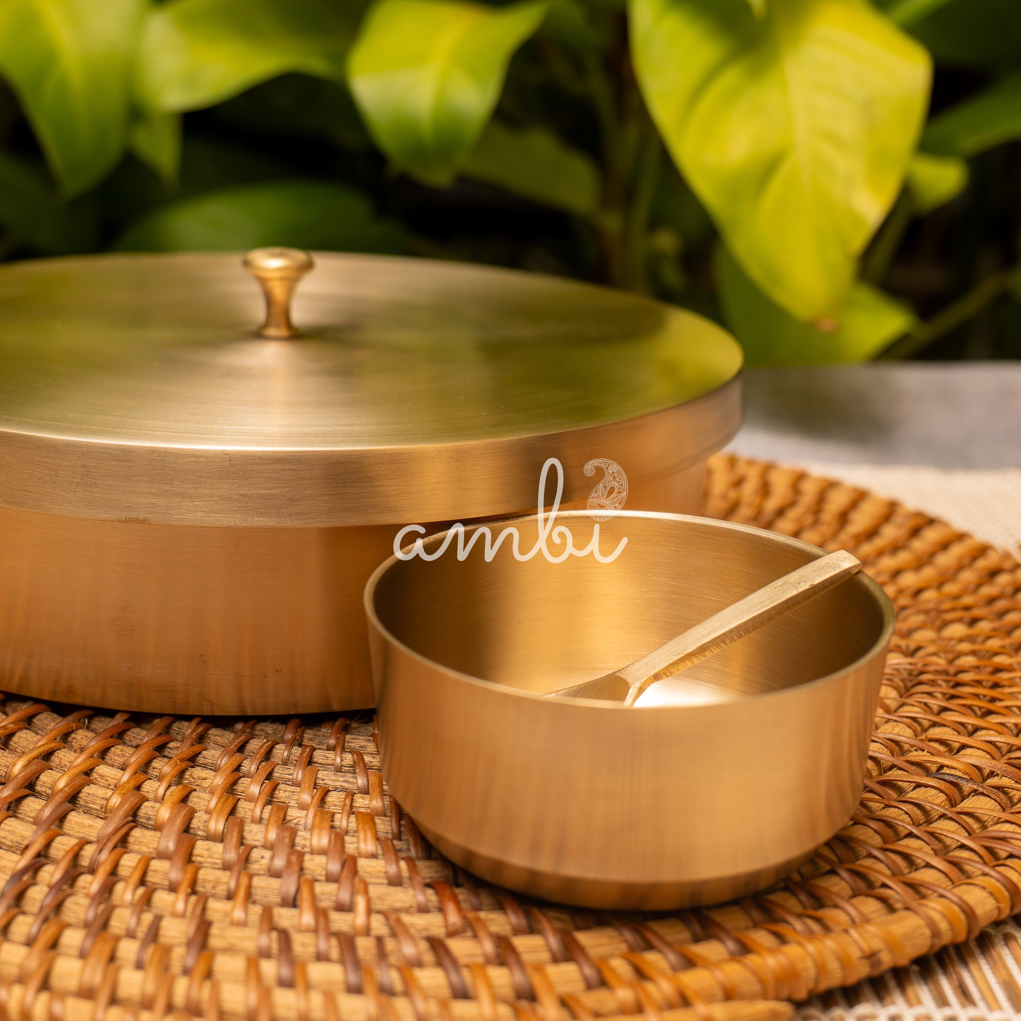 Ambi Lead Free 100% Pure Kansa Spice Box / Masala Dani - A Statement Piece