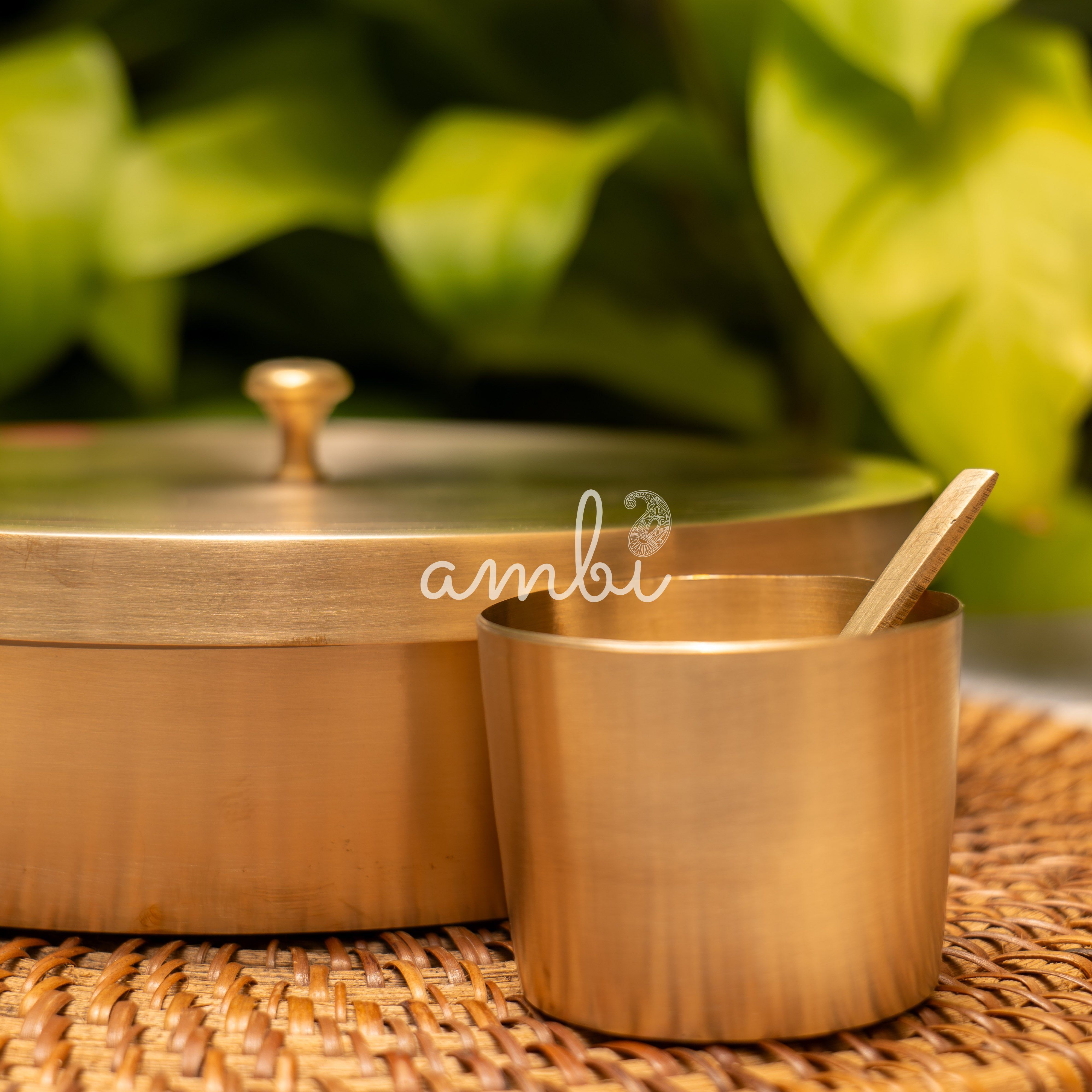 Ambi Lead Free 100% Pure Kansa Spice Box / Masala Dani - A Statement Piece
