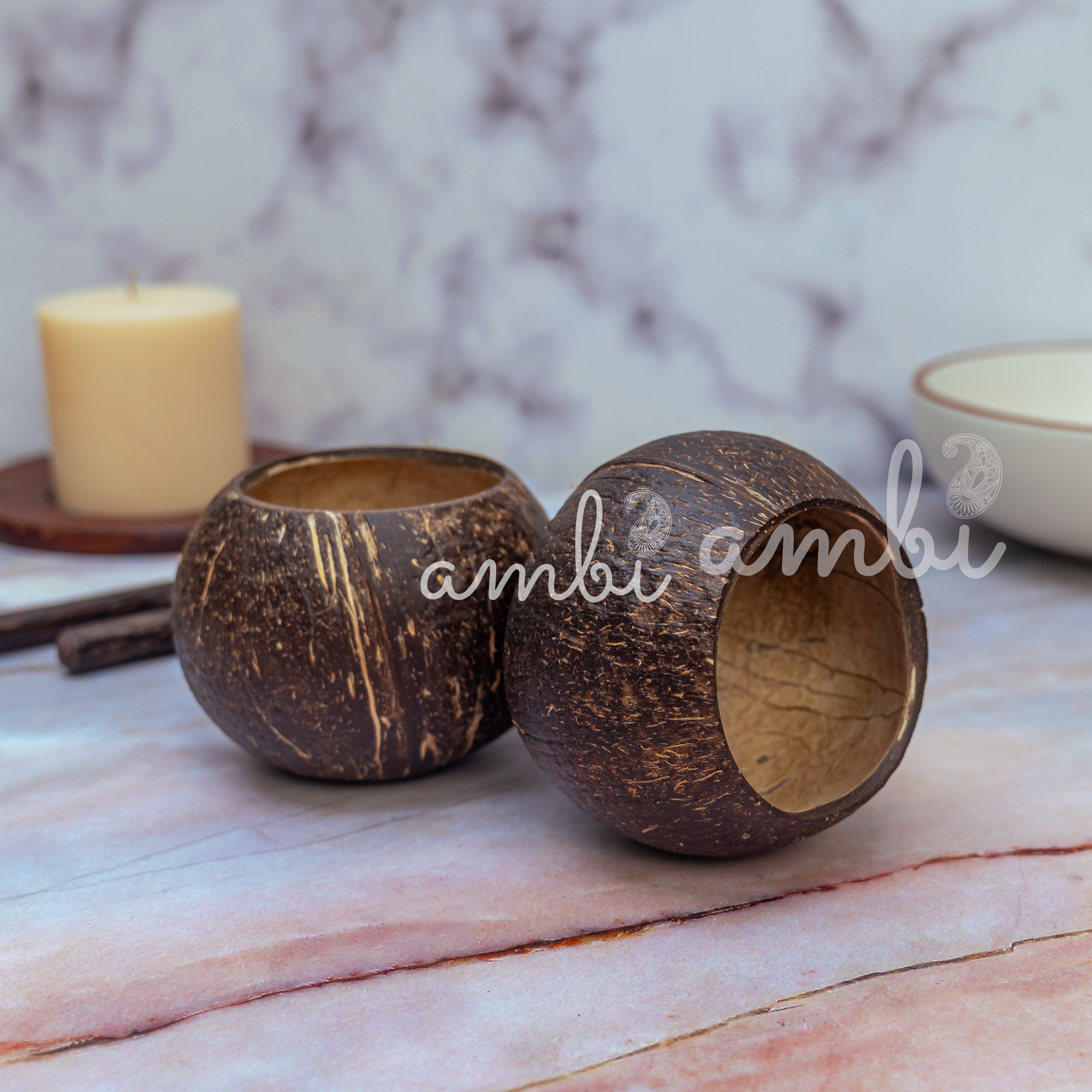 Coconut Shell Tight Storage Containers with Lid - Set of 2