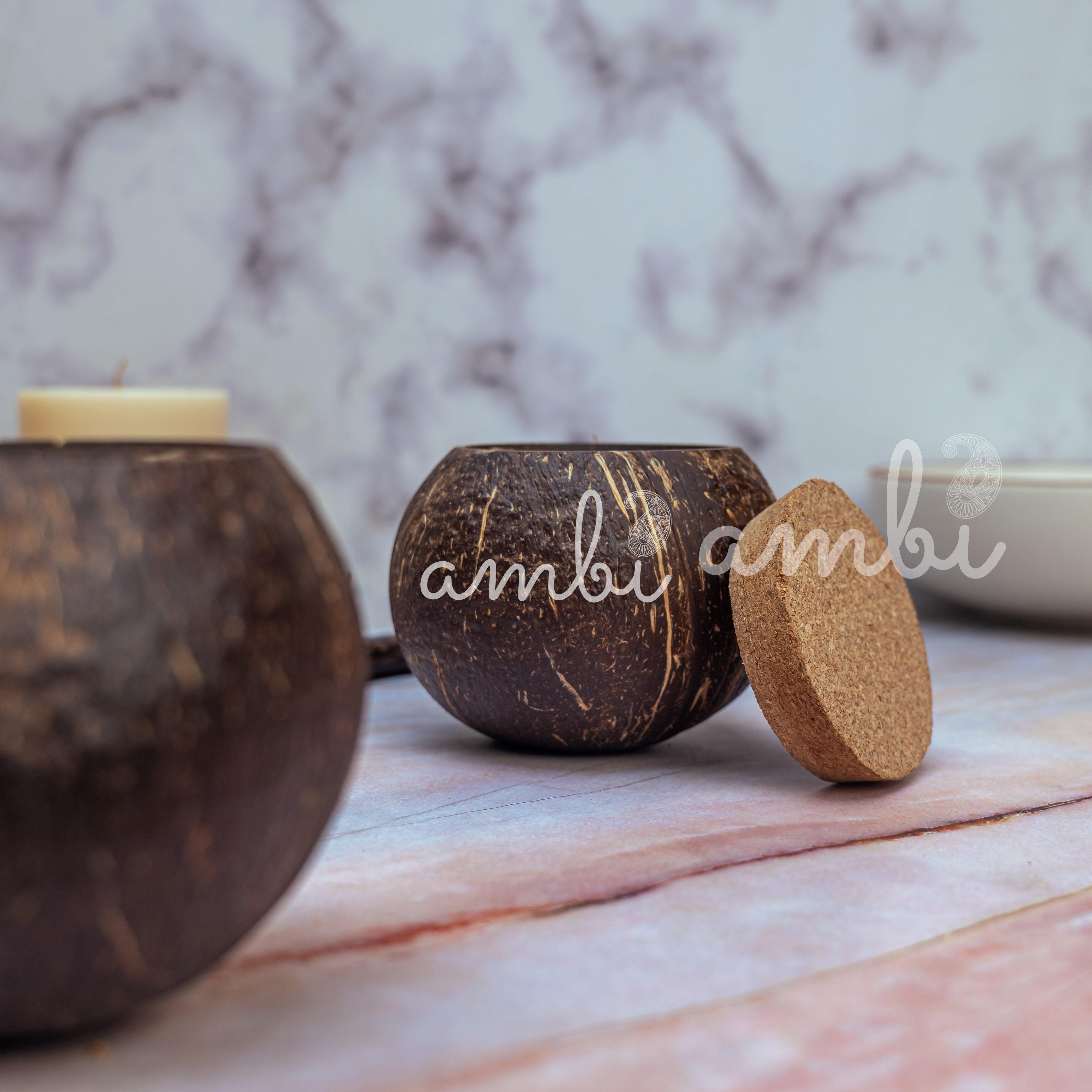 Coconut Shell Tight Storage Containers with Lid - Set of 2