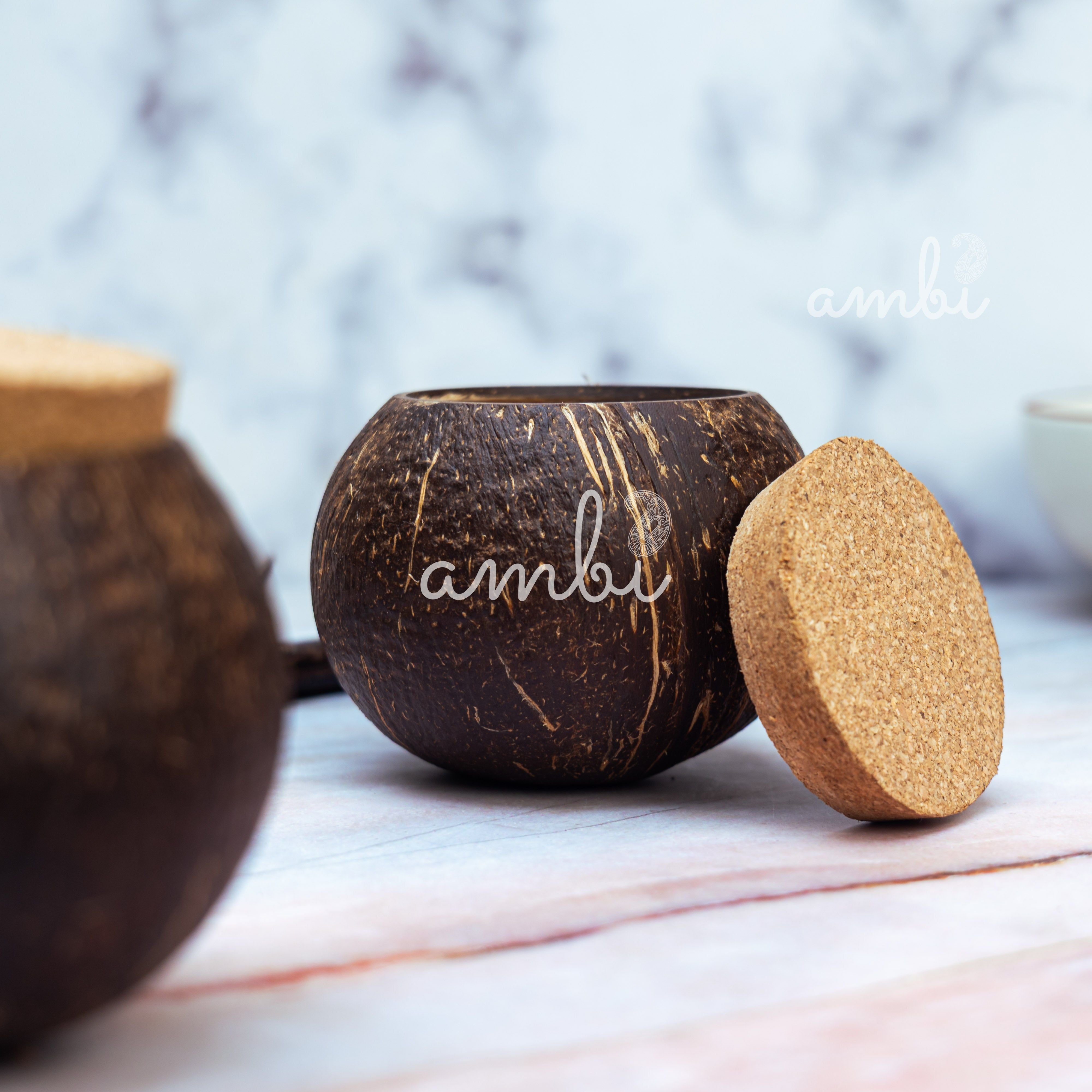 Coconut Shell Tight Storage Containers with Lid - Set of 2