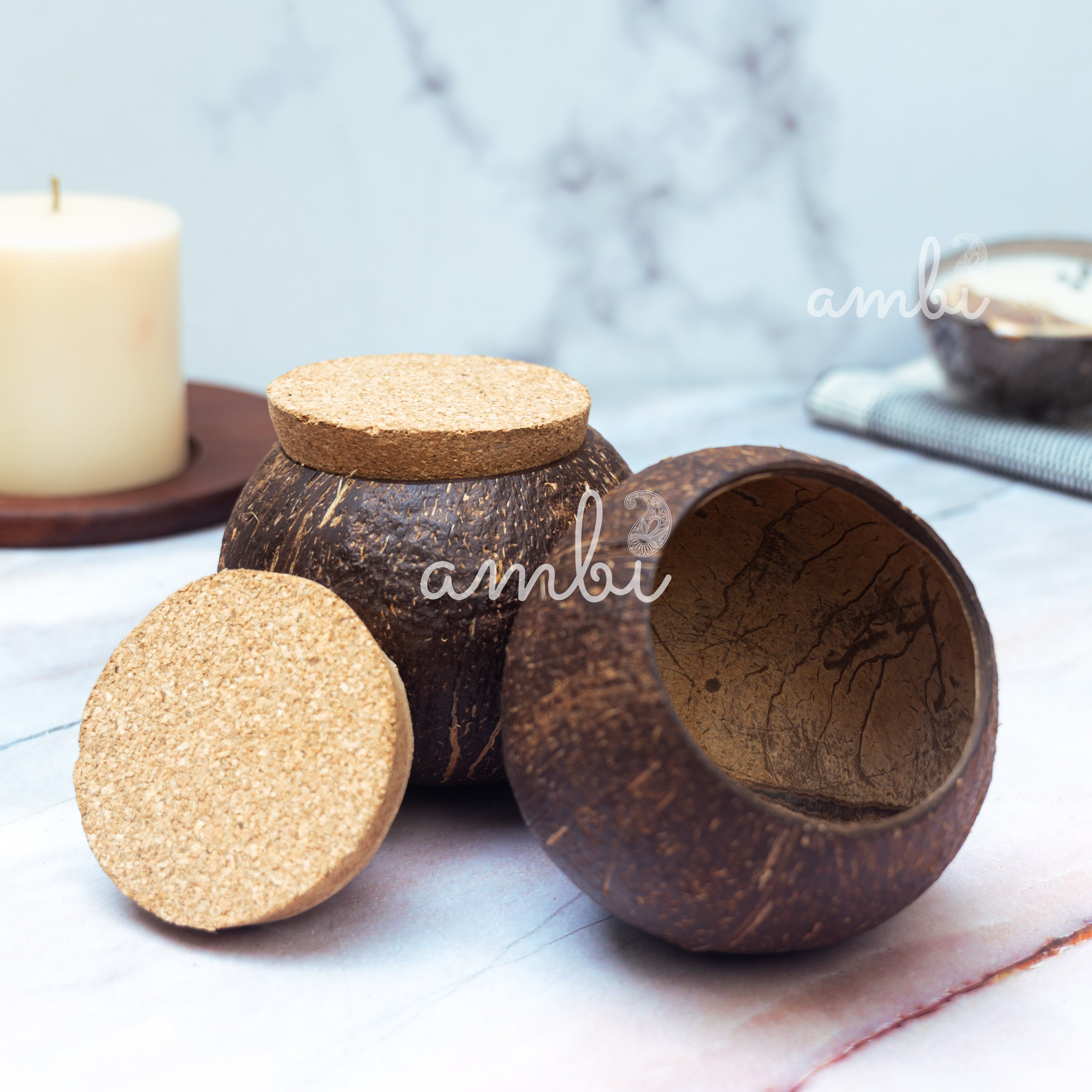 Coconut Shell Tight Storage Containers with Lid - Set of 2