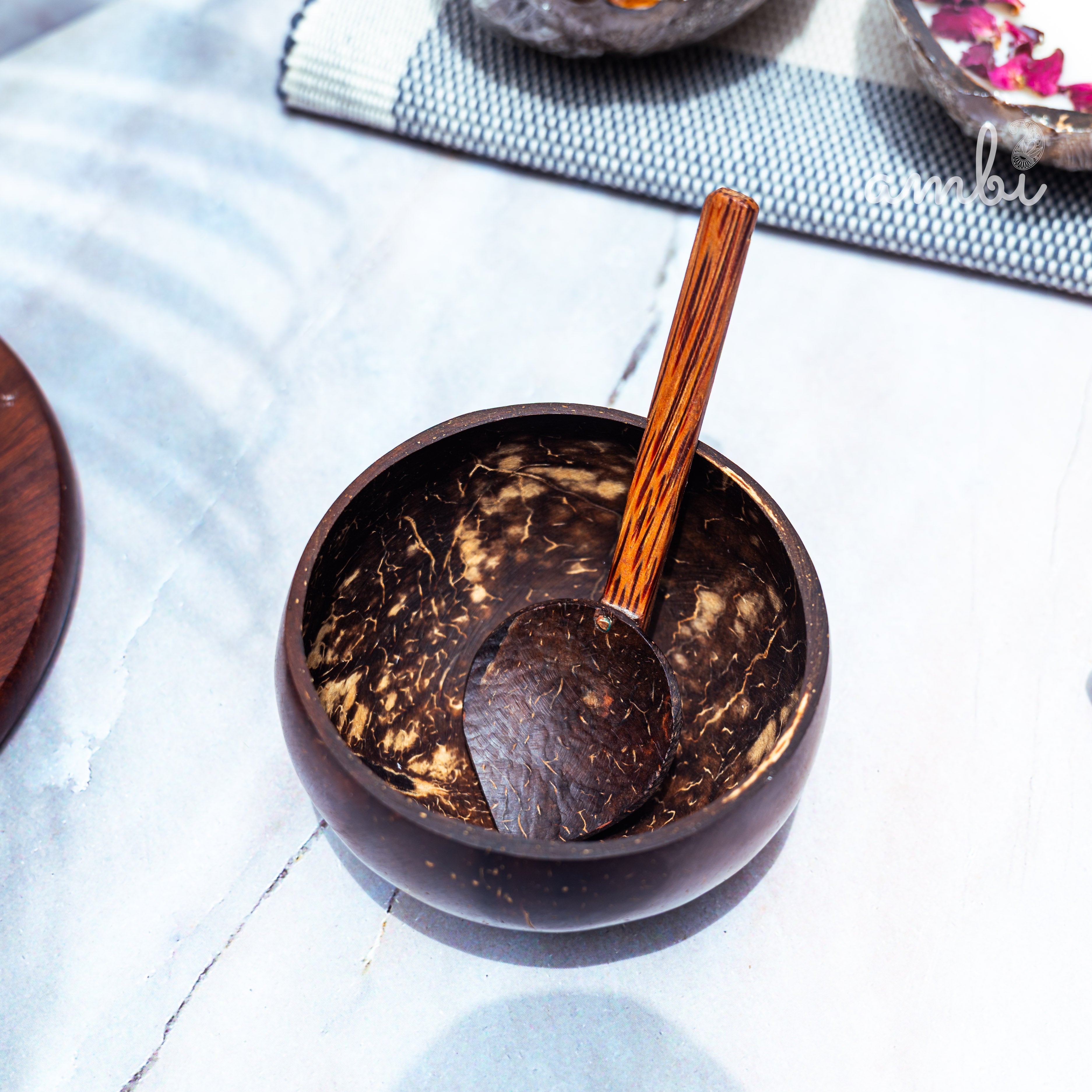 Coconut Shell Mini Serving Bowls — Set of 2, Handcrafted Eco-Friendly Tableware