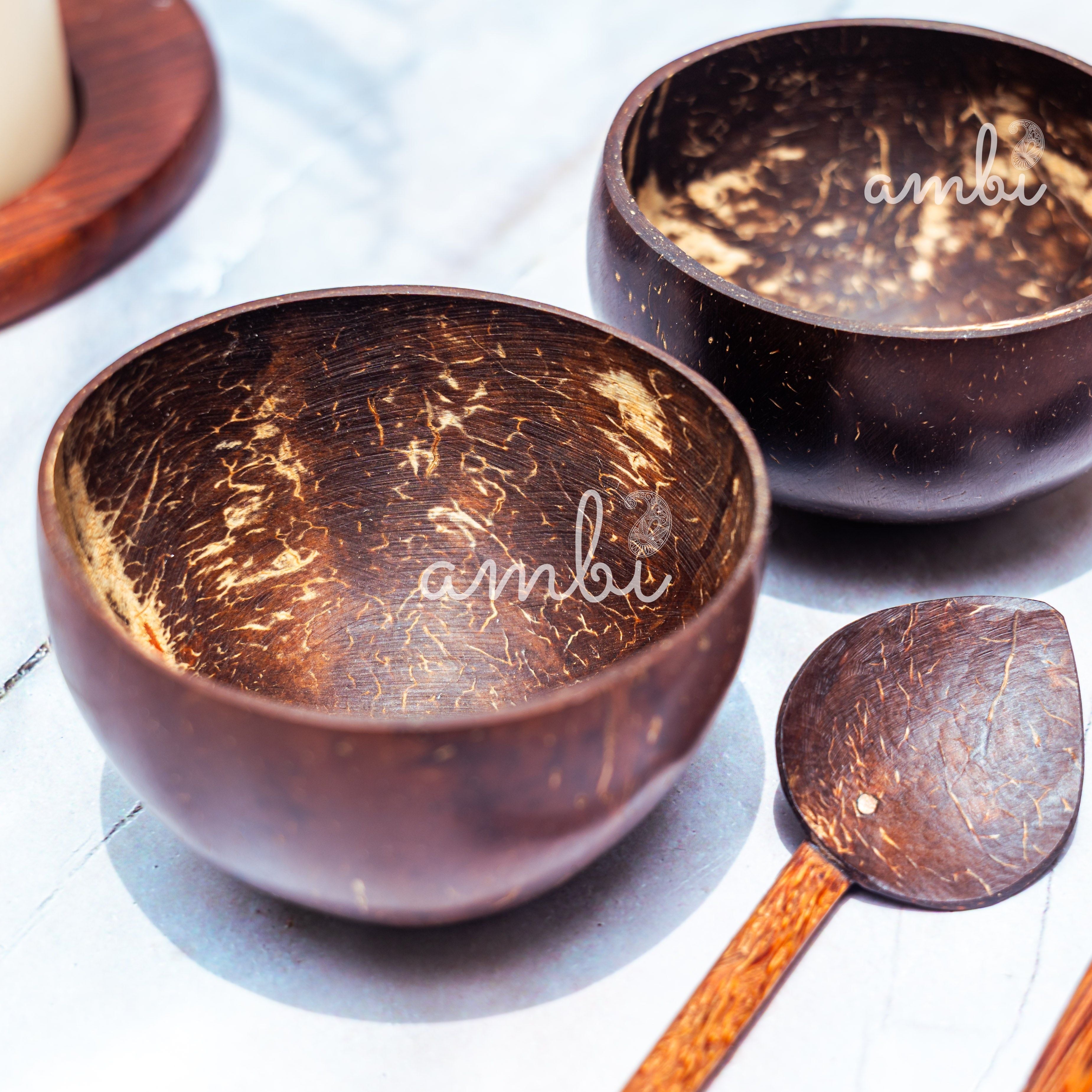 Coconut Shell Mini Bowl For Serving Sauce, Chutney, Dessert Bowl- Set of 2