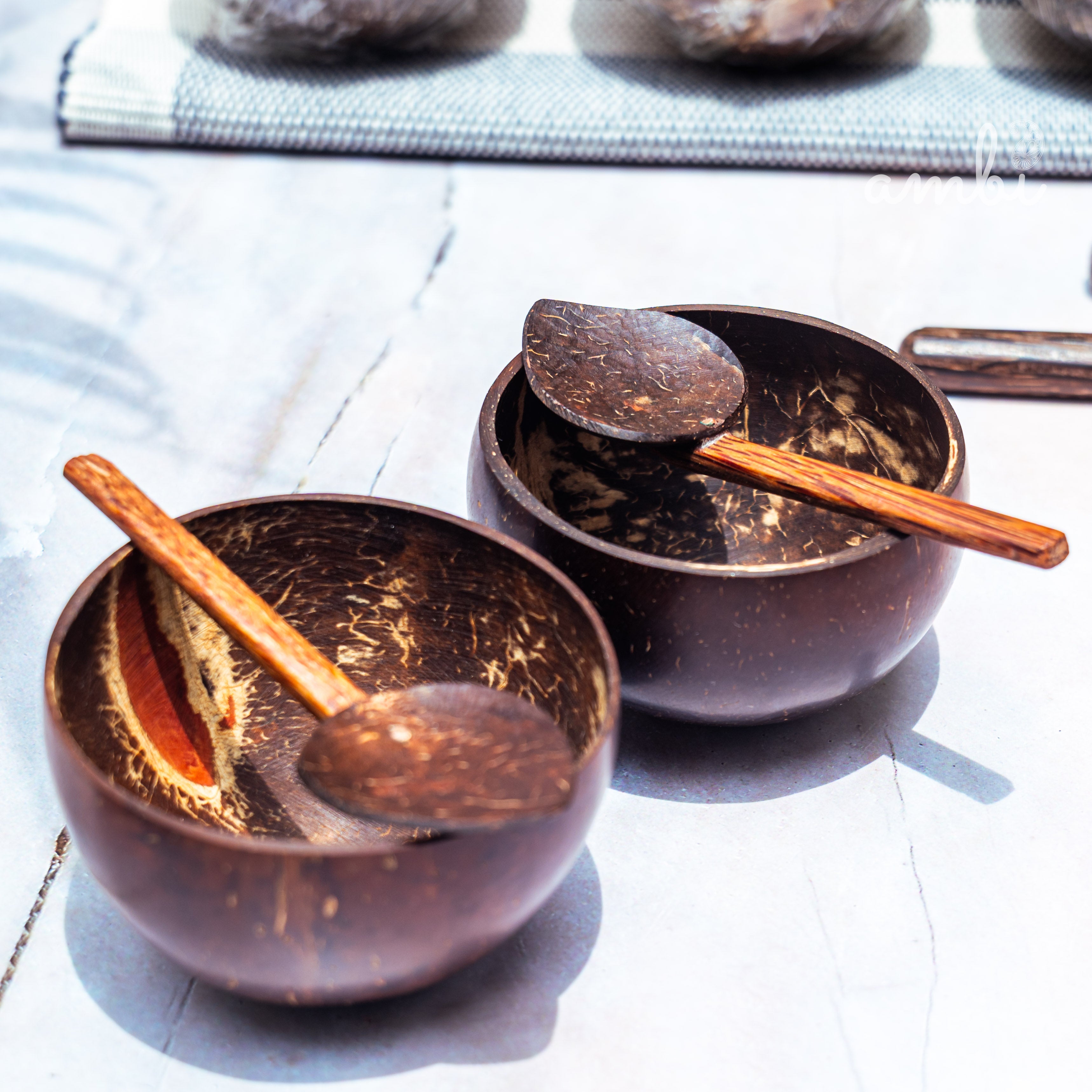 Coconut Shell Mini Serving Bowls — Set of 2, Handcrafted Eco-Friendly Tableware