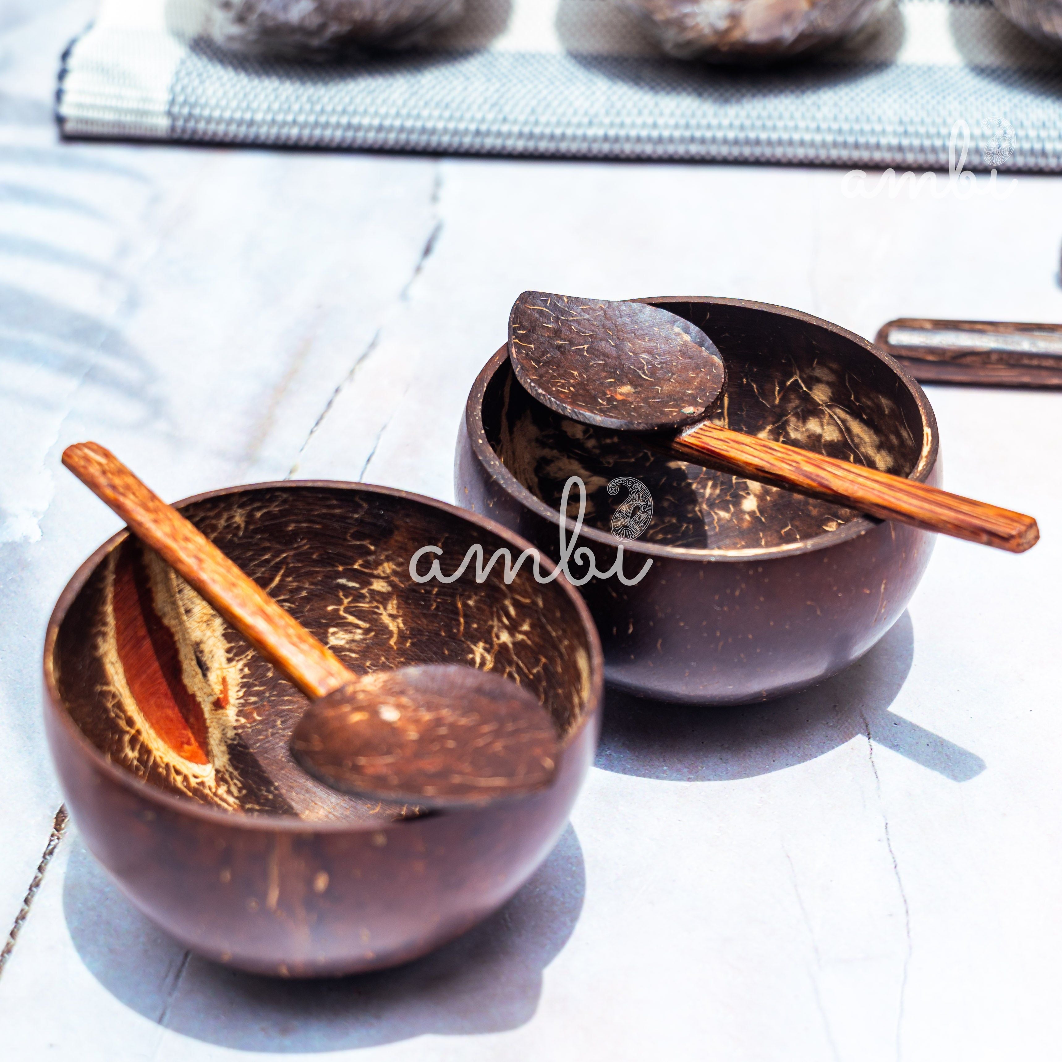 Coconut Shell Mini Bowl For Serving Sauce, Chutney, Dessert Bowl- Set of 2