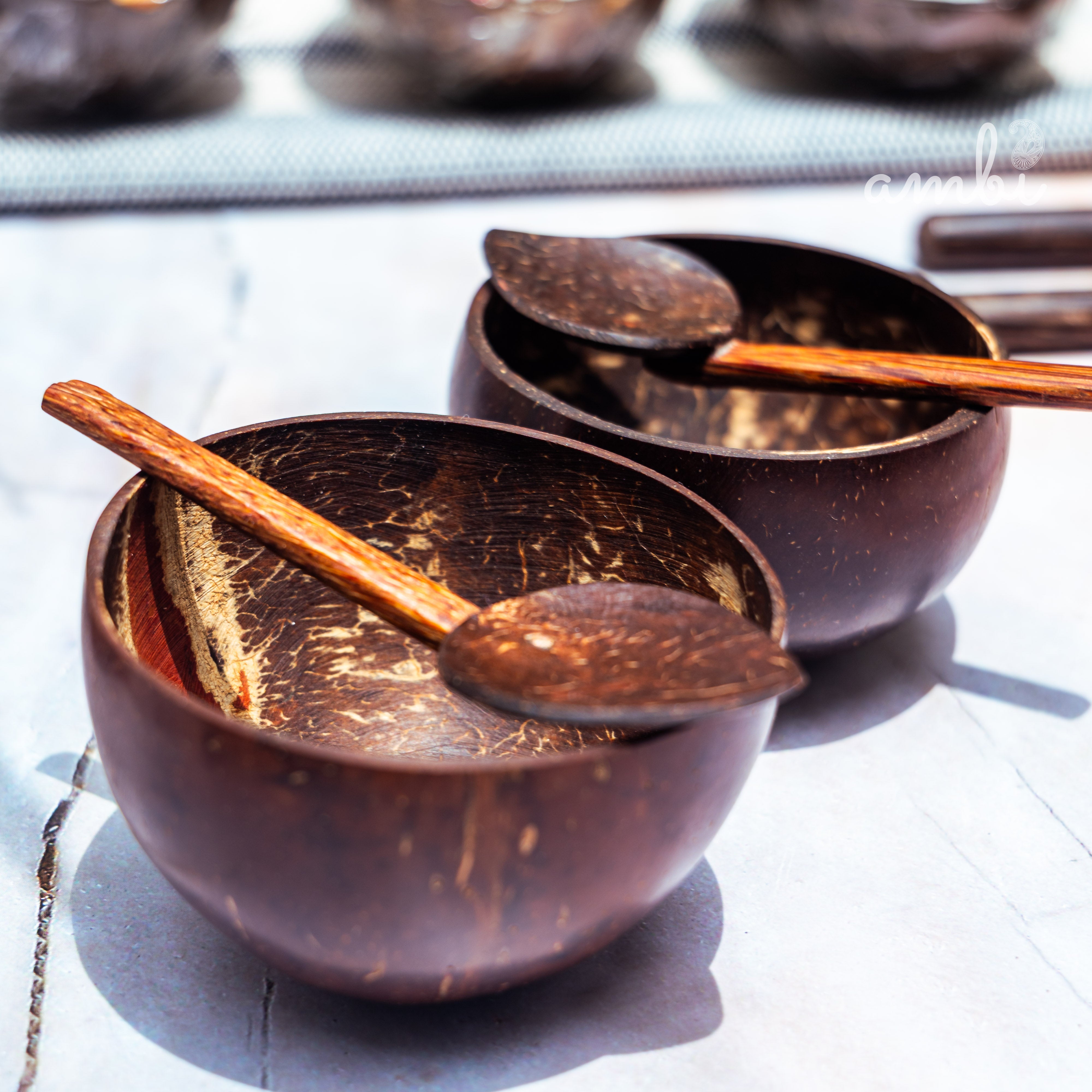 Coconut Shell Mini Serving Bowls — Set of 2, Handcrafted Eco-Friendly Tableware