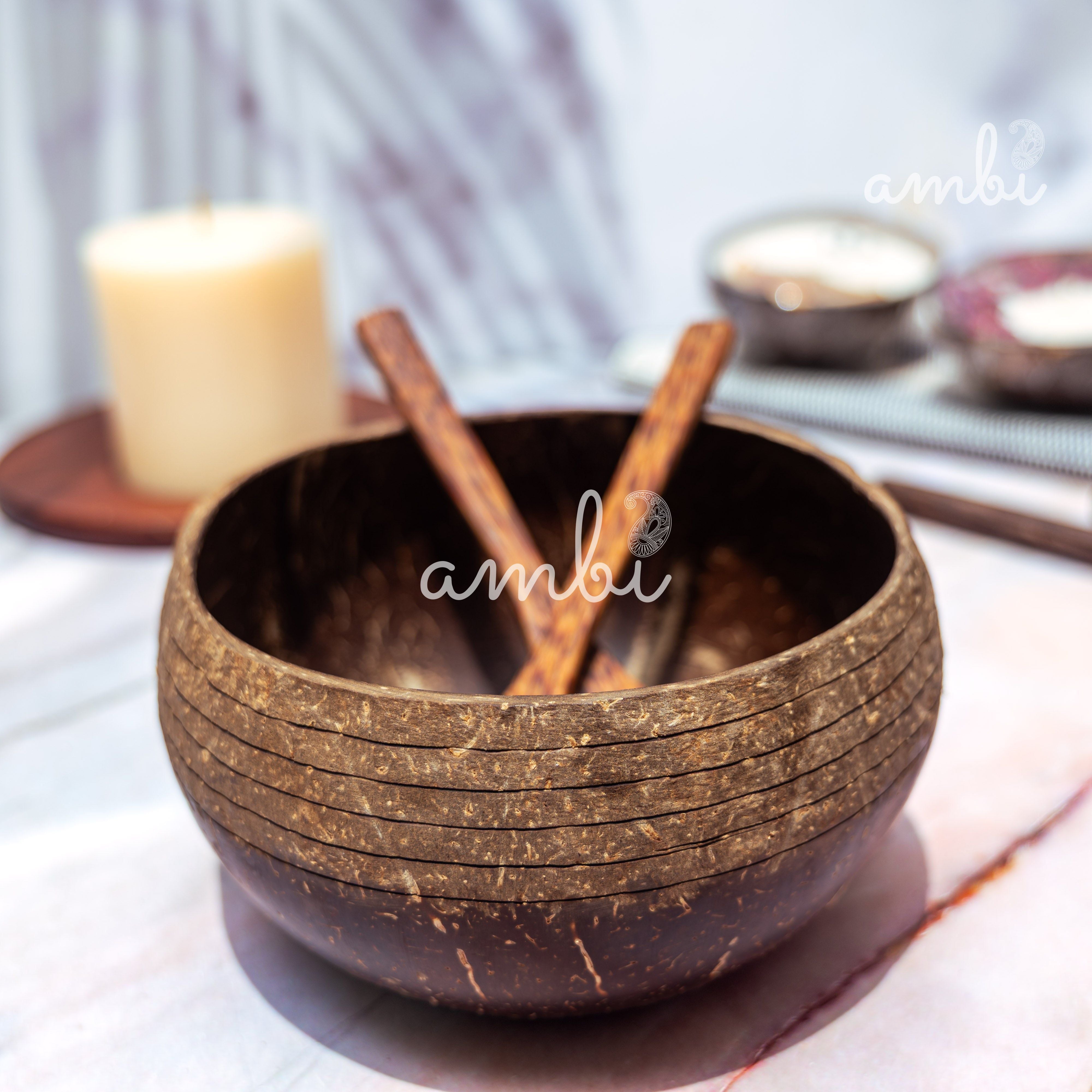 Coconut Bowl - 1 Bowl with Spoon and Fork