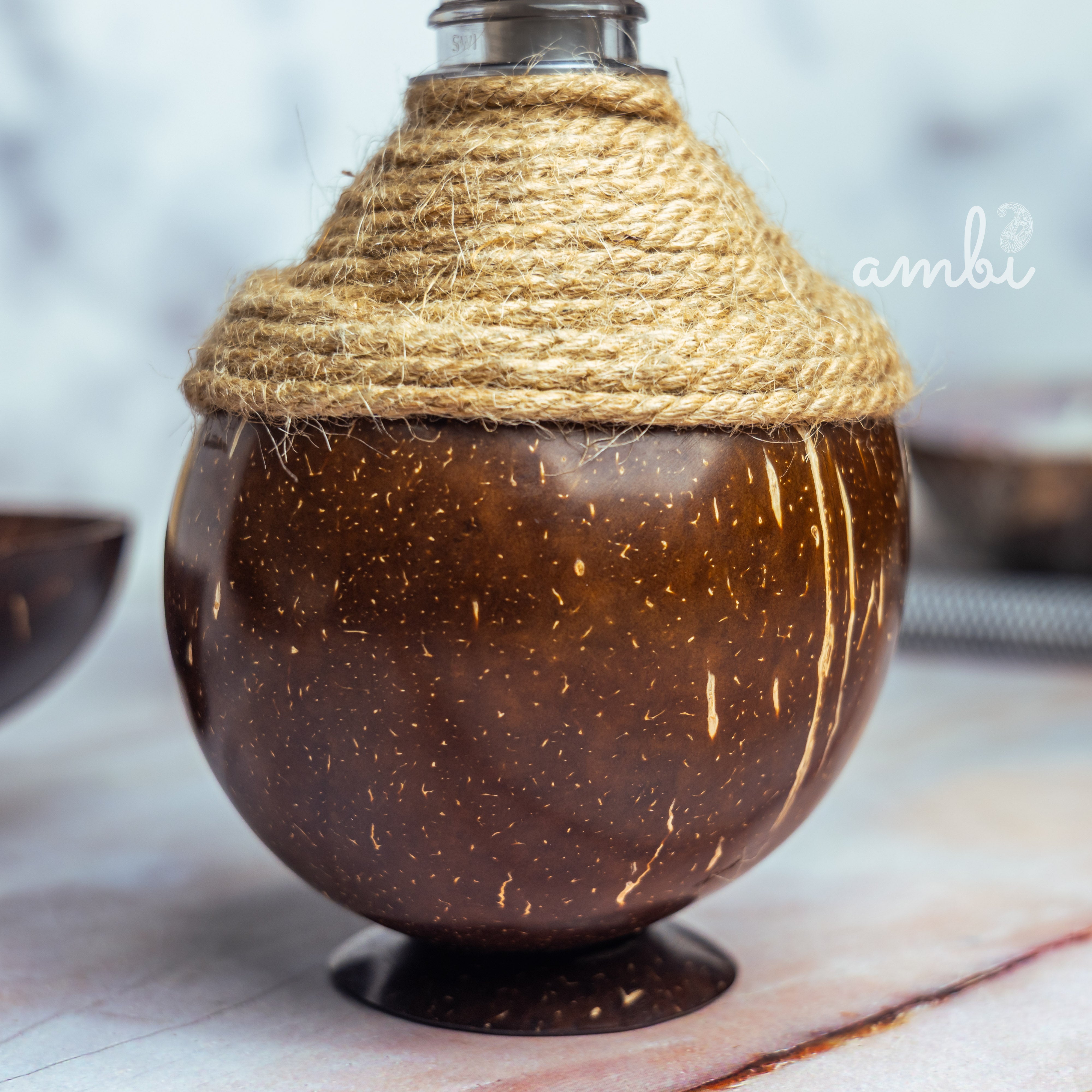 Coconut Shell Bathroom Set - Soap Dispenser, Soap Dish and Toothbrush Holder