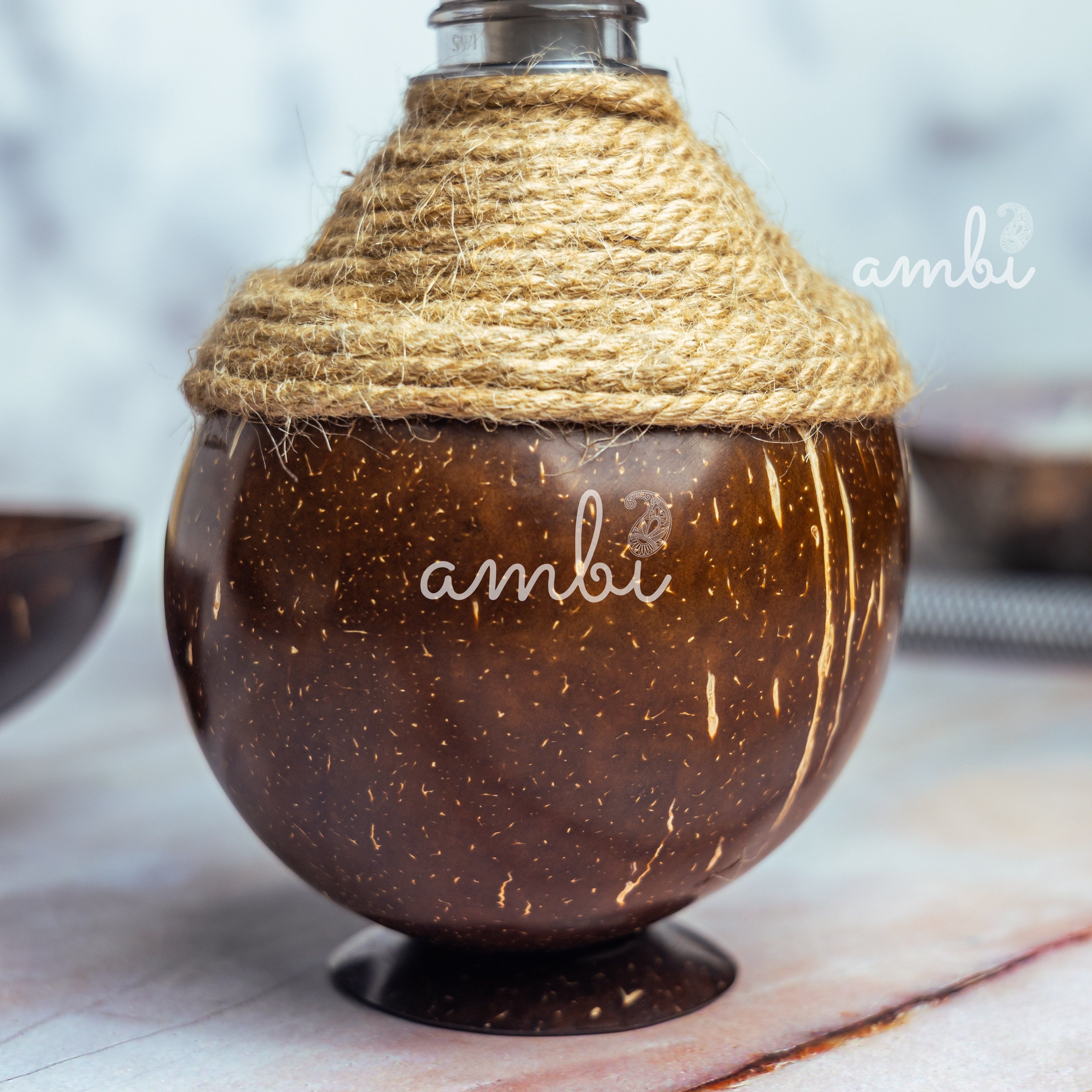 Coconut Shell Bathroom Set - Soap Dispenser, Soap Dish and Toothbrush Holder