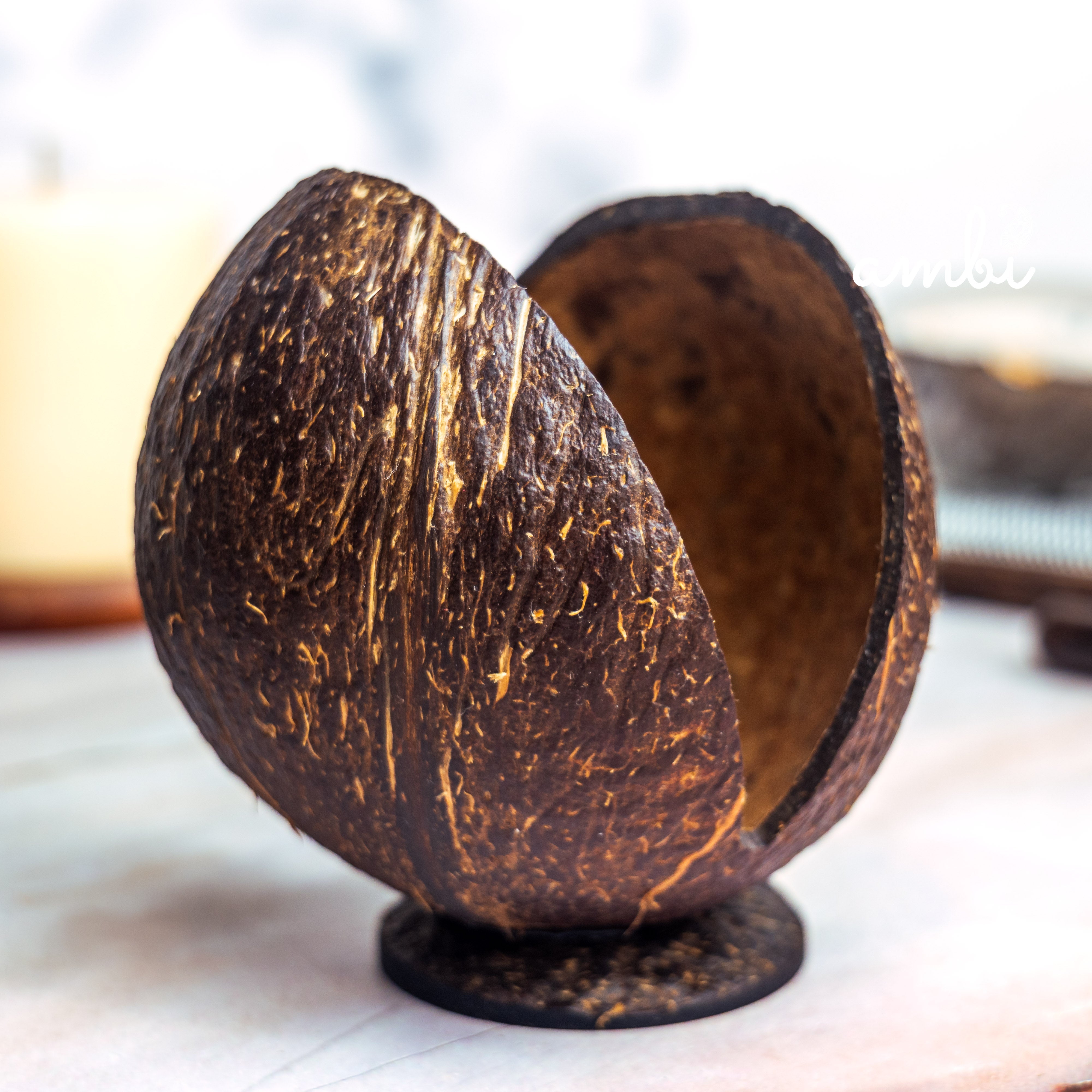 Coconut Shell Tissue Paper Holder — Handcrafted & Eco-Friendly