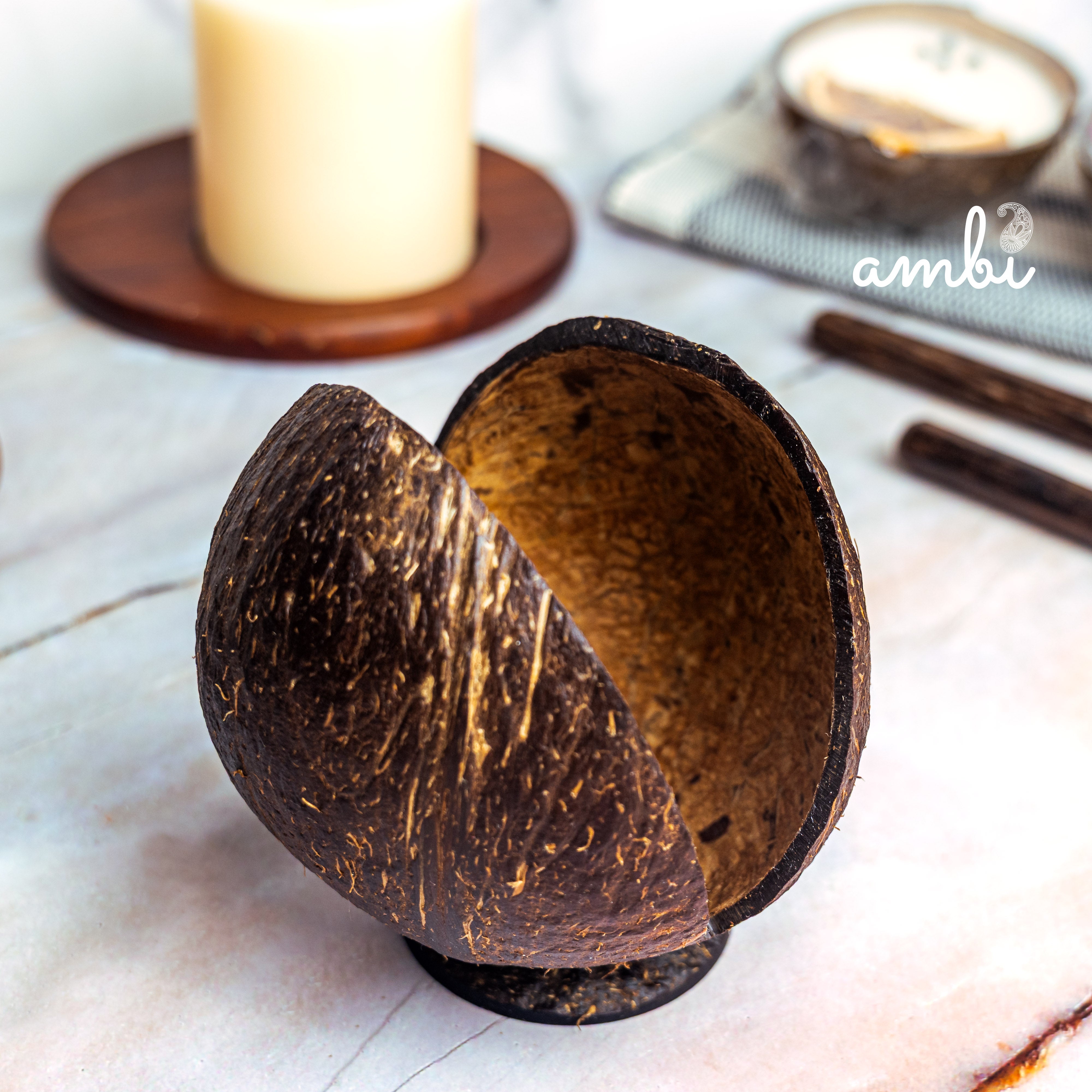 Coconut Shell Tissue Paper Holder — Handcrafted & Eco-Friendly