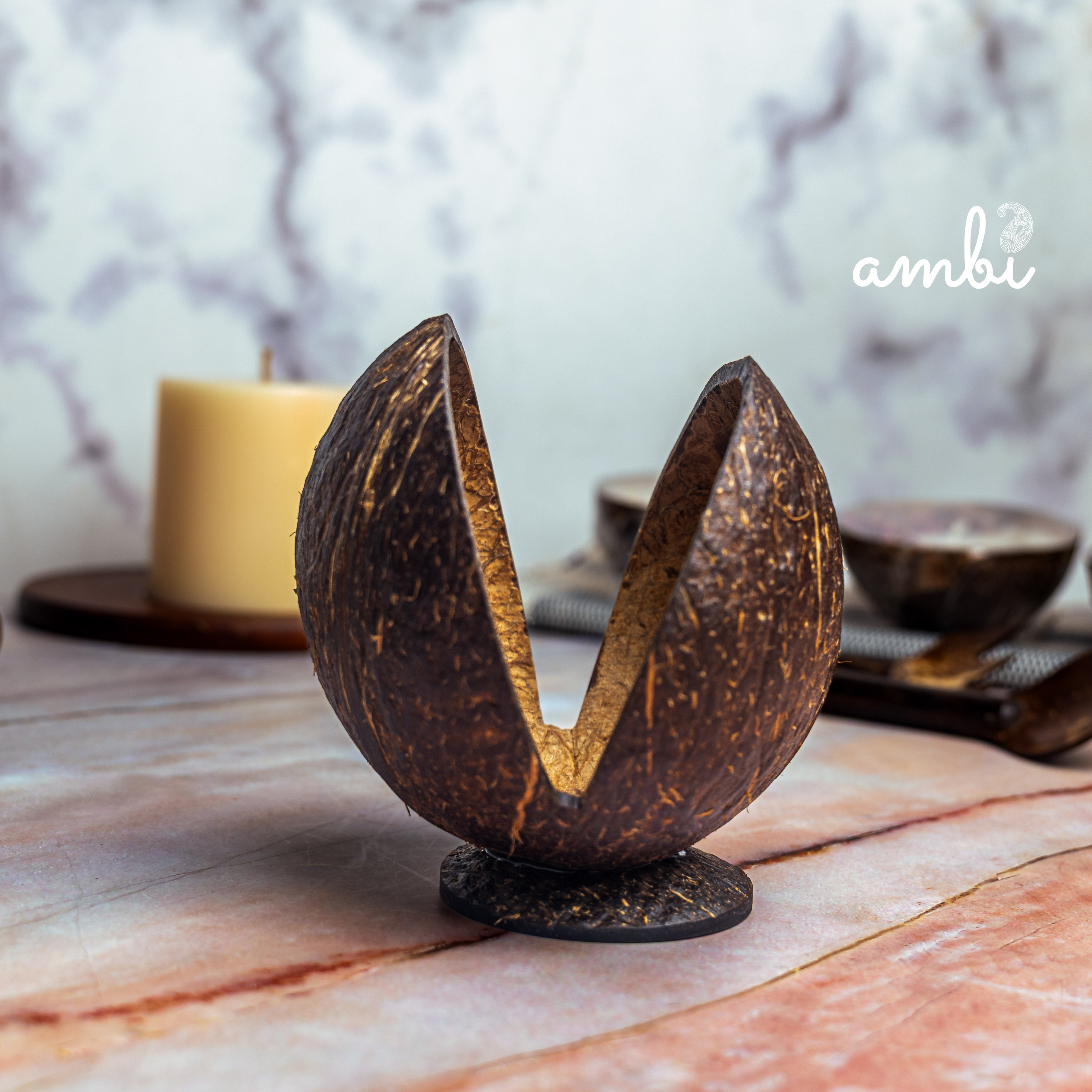 Coconut Shell Tissue Paper Holder — Handcrafted & Eco-Friendly