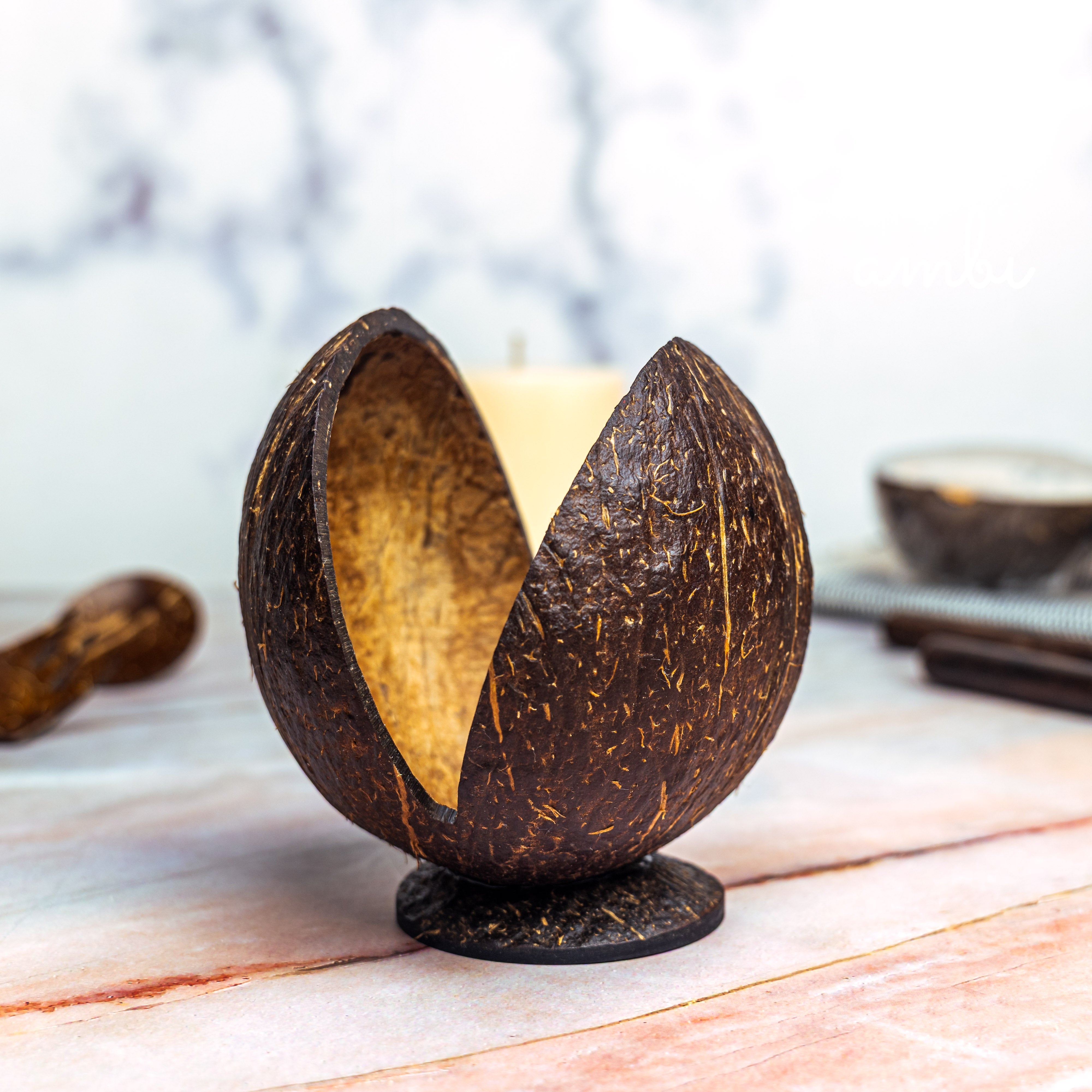 Coconut Shell Tissue Paper Holder — Handcrafted & Eco-Friendly