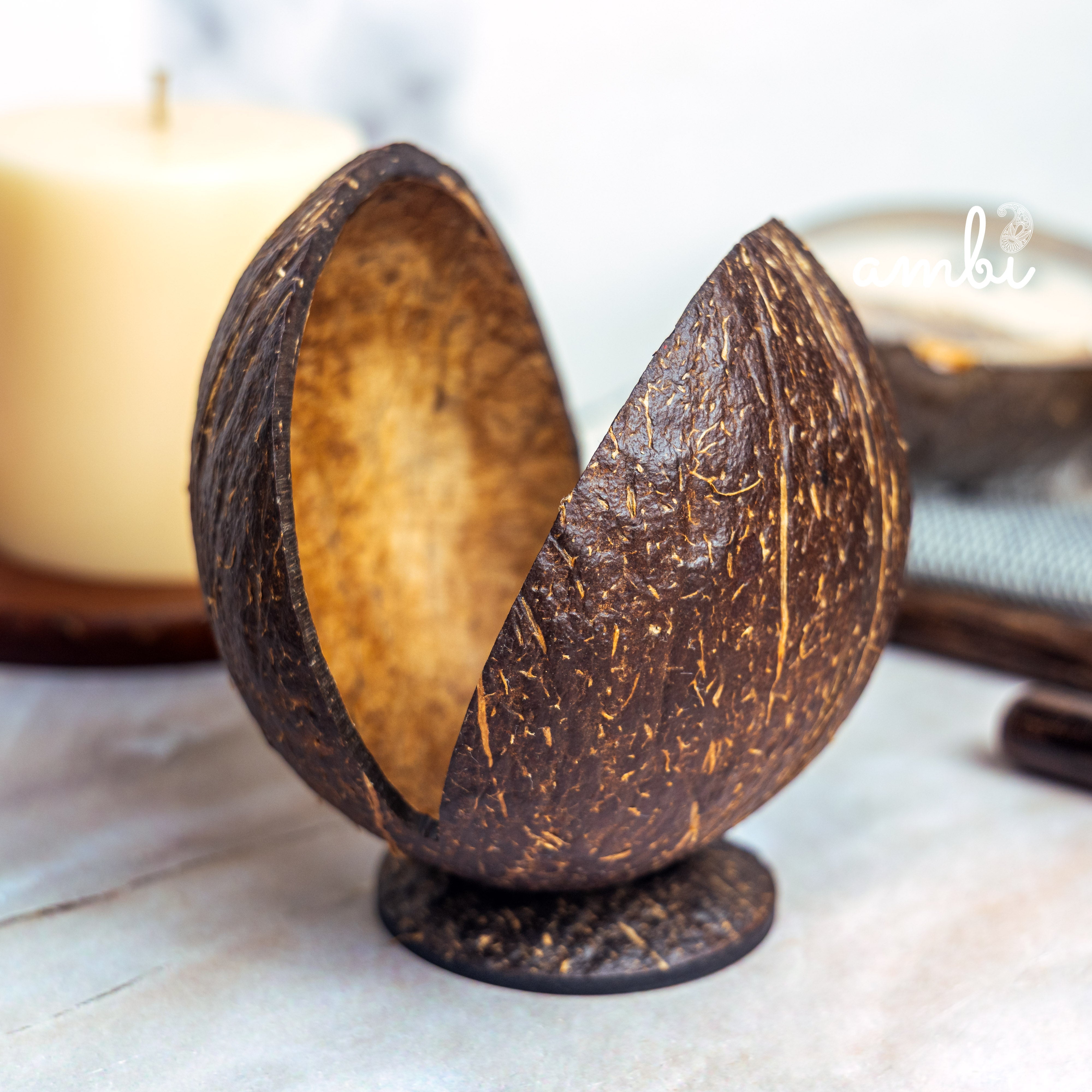 Coconut Shell Tissue Paper Holder — Handcrafted & Eco-Friendly