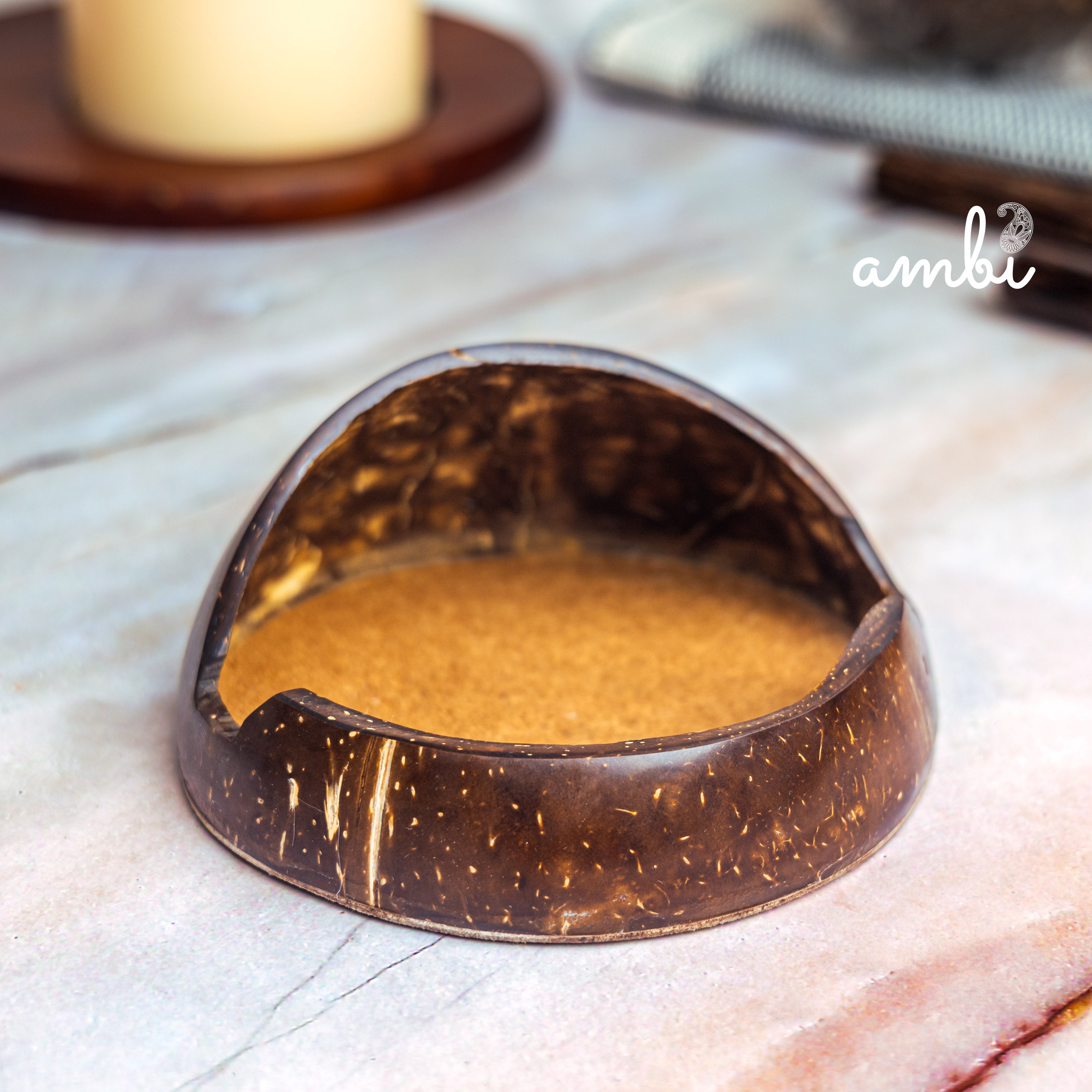 Coconut Shell Mobile Phone Stand — Handcrafted Eco-Friendly Desk Holder