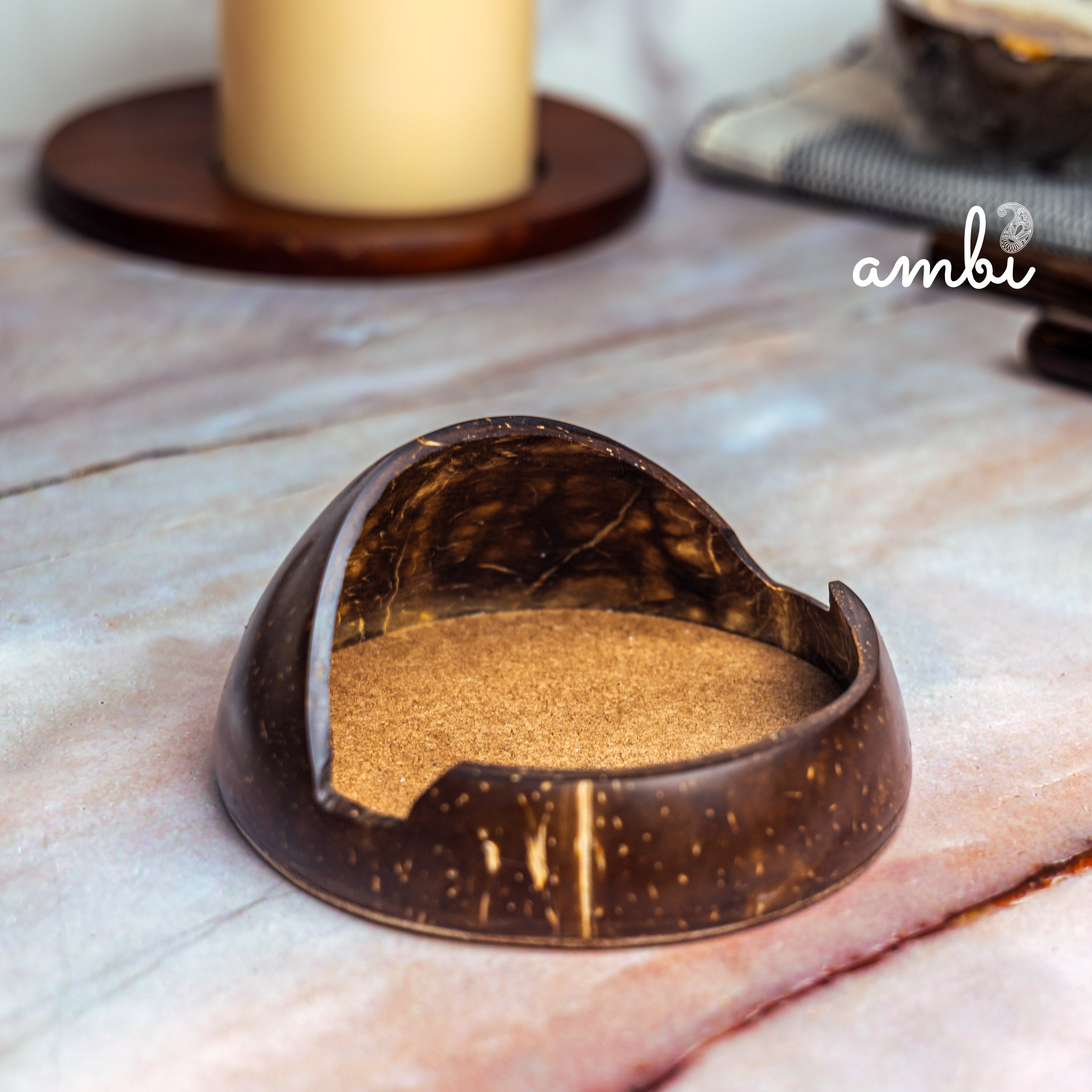 Coconut Shell Mobile Phone Stand — Handcrafted Eco-Friendly Desk Holder