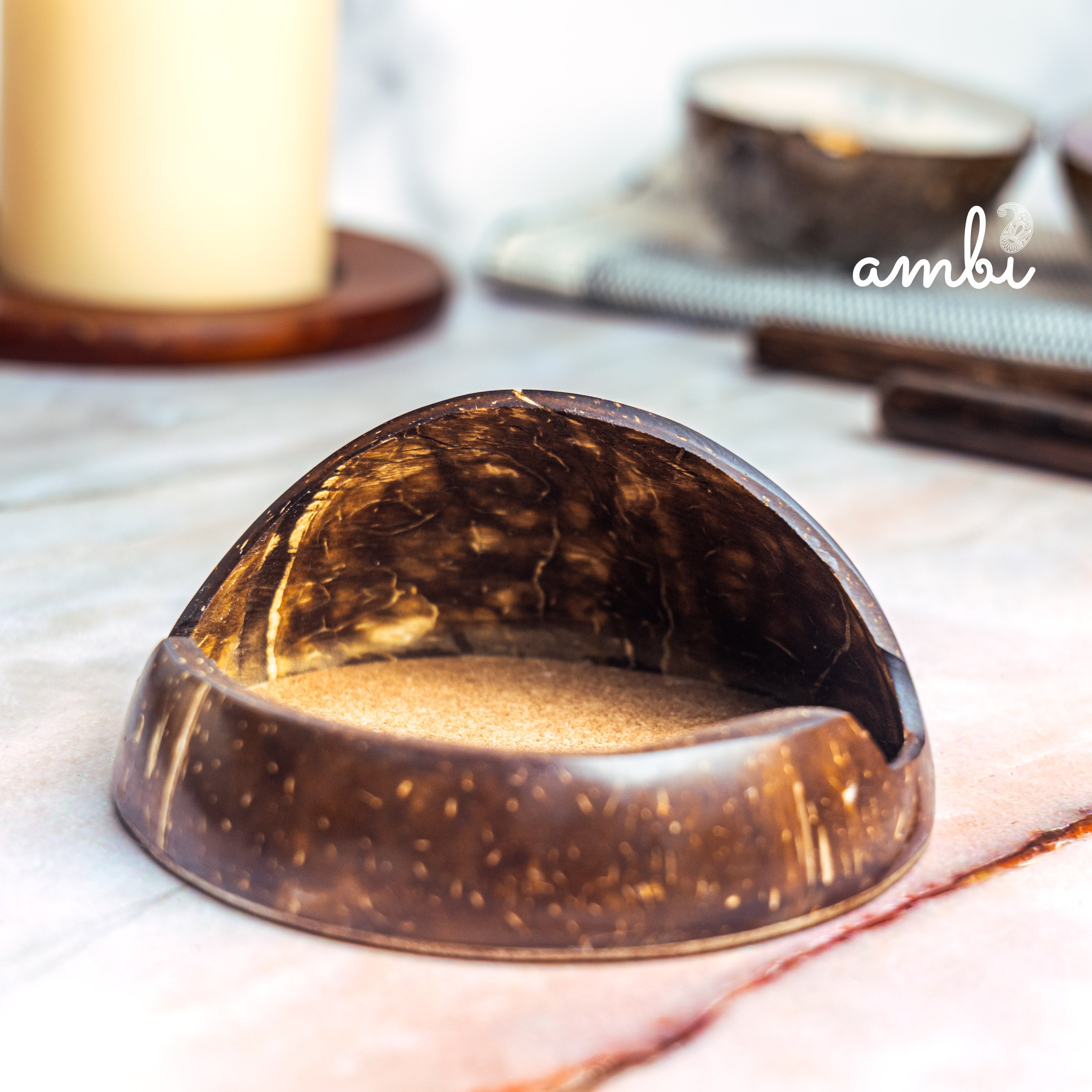 Coconut Shell Mobile Phone Stand — Handcrafted Eco-Friendly Desk Holder