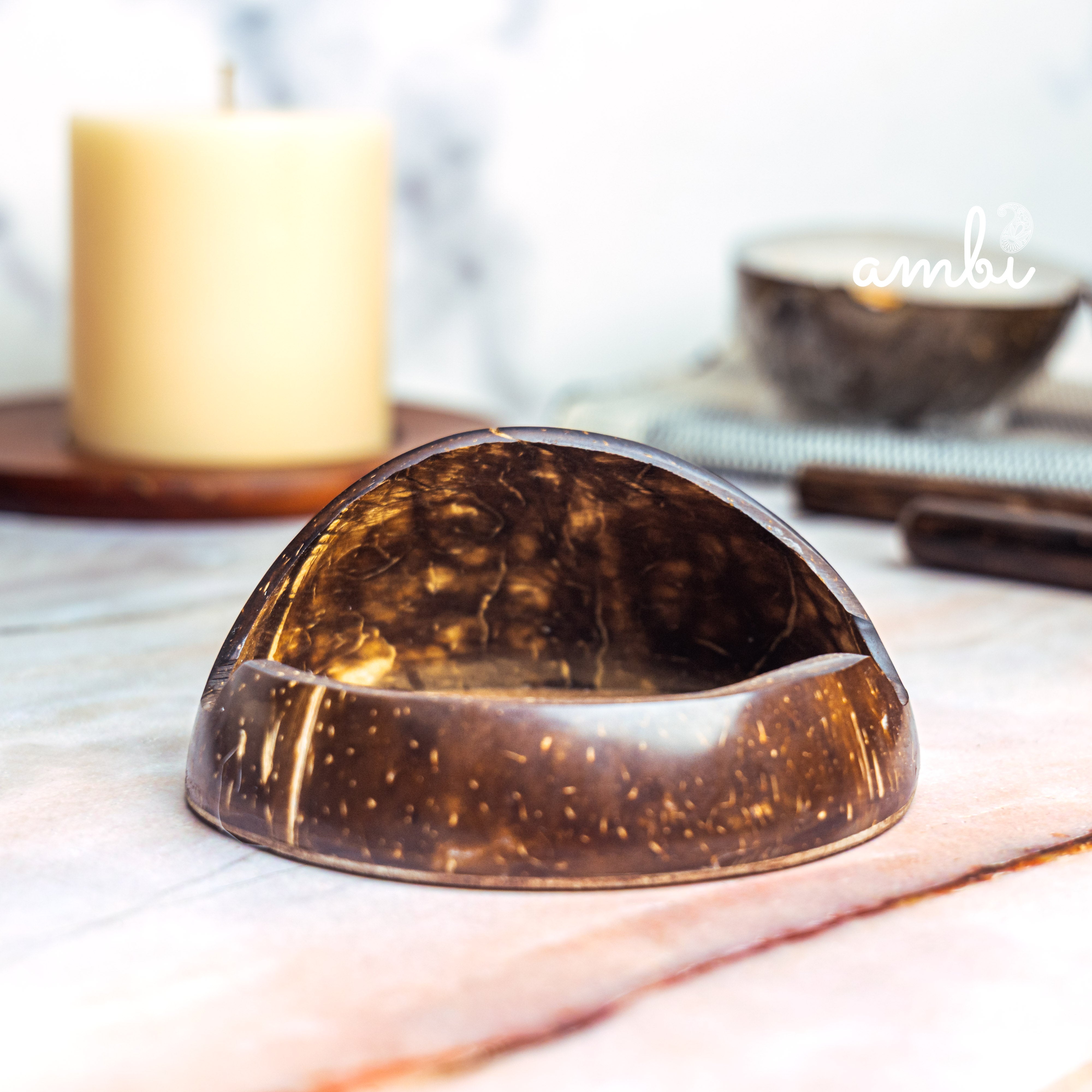 Coconut Shell Mobile Phone Stand — Handcrafted Eco-Friendly Desk Holder