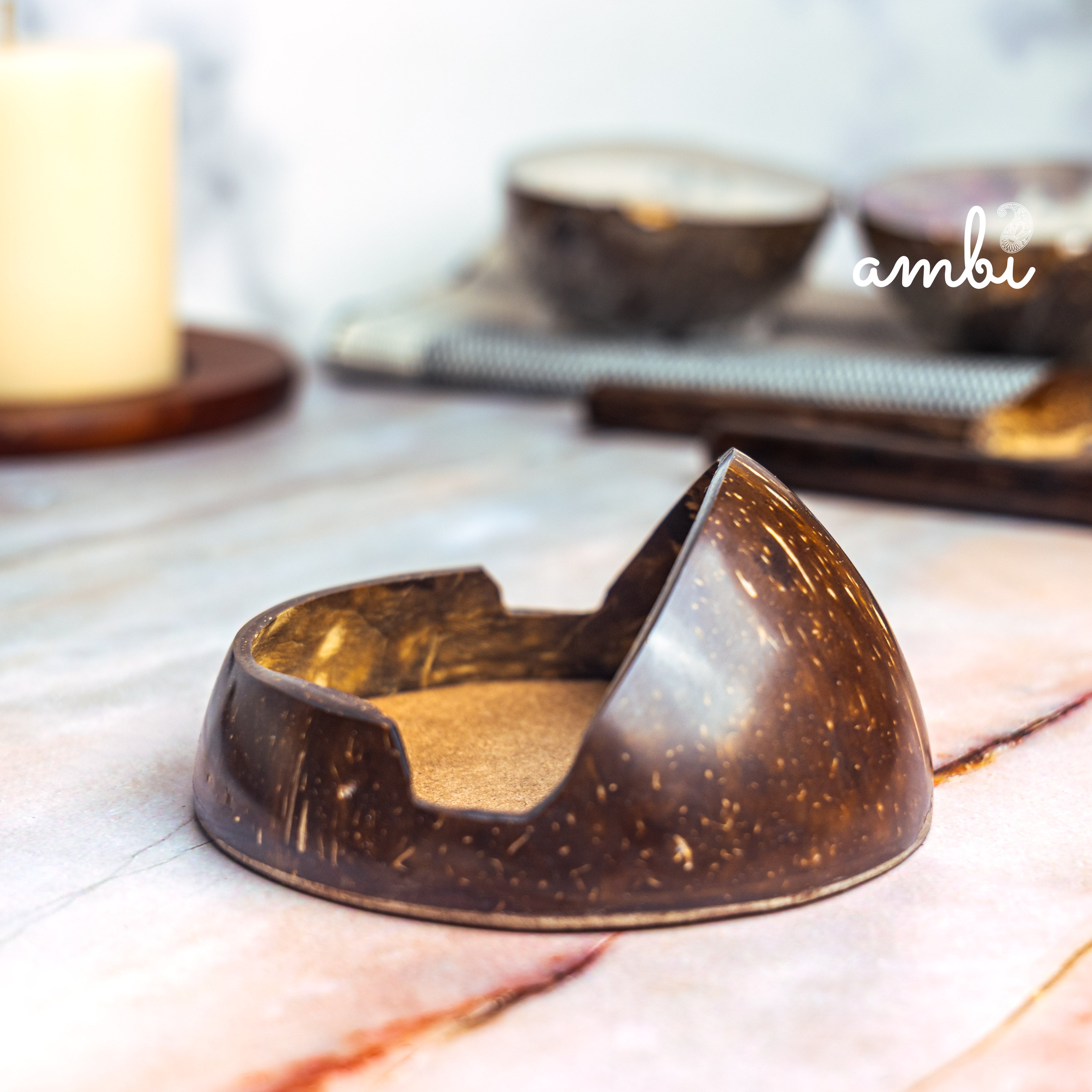 Coconut Shell Mobile Phone Stand — Handcrafted Eco-Friendly Desk Holder