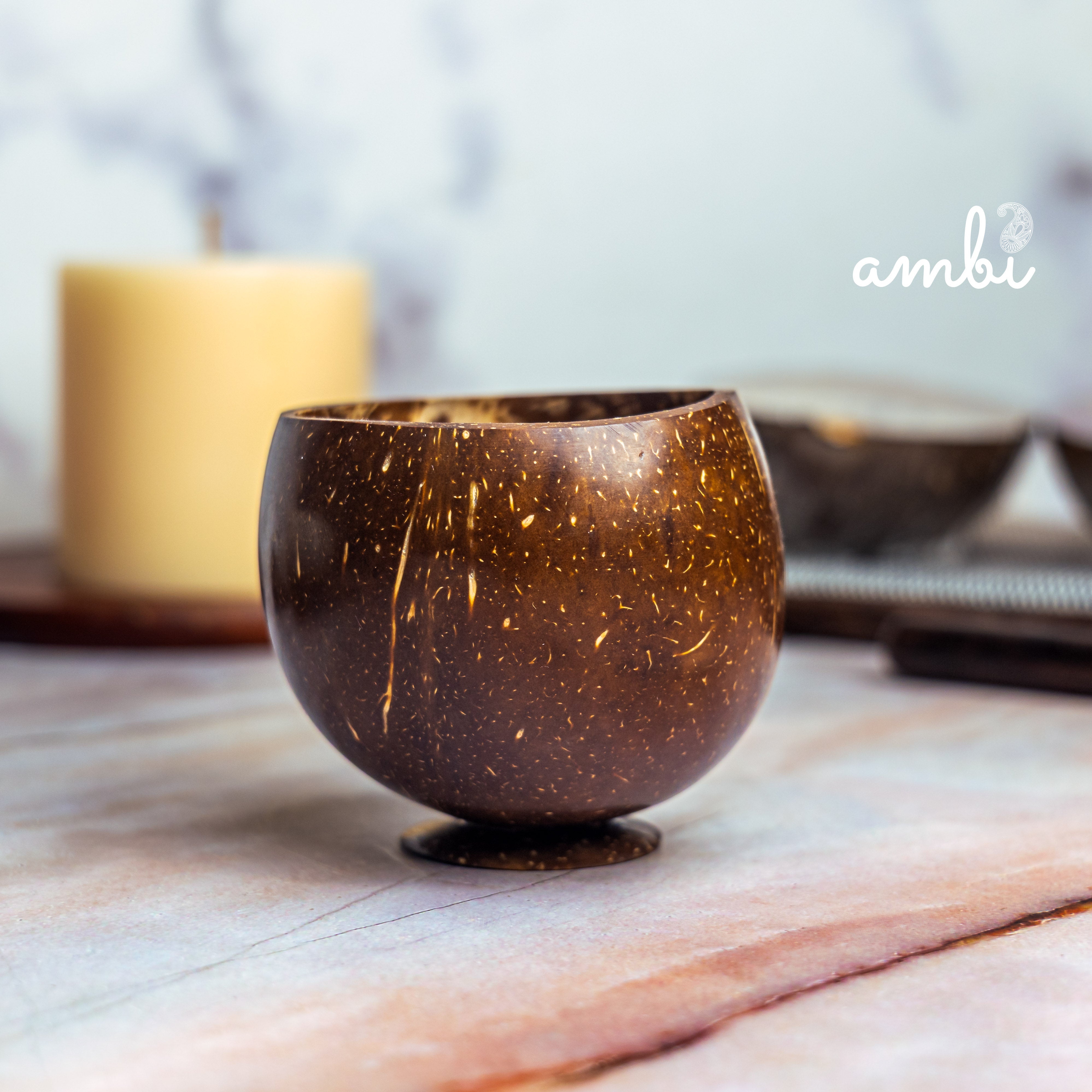 Coconut Shell Cups — Set of 2, Handcrafted for Tea, Coffee and Juice