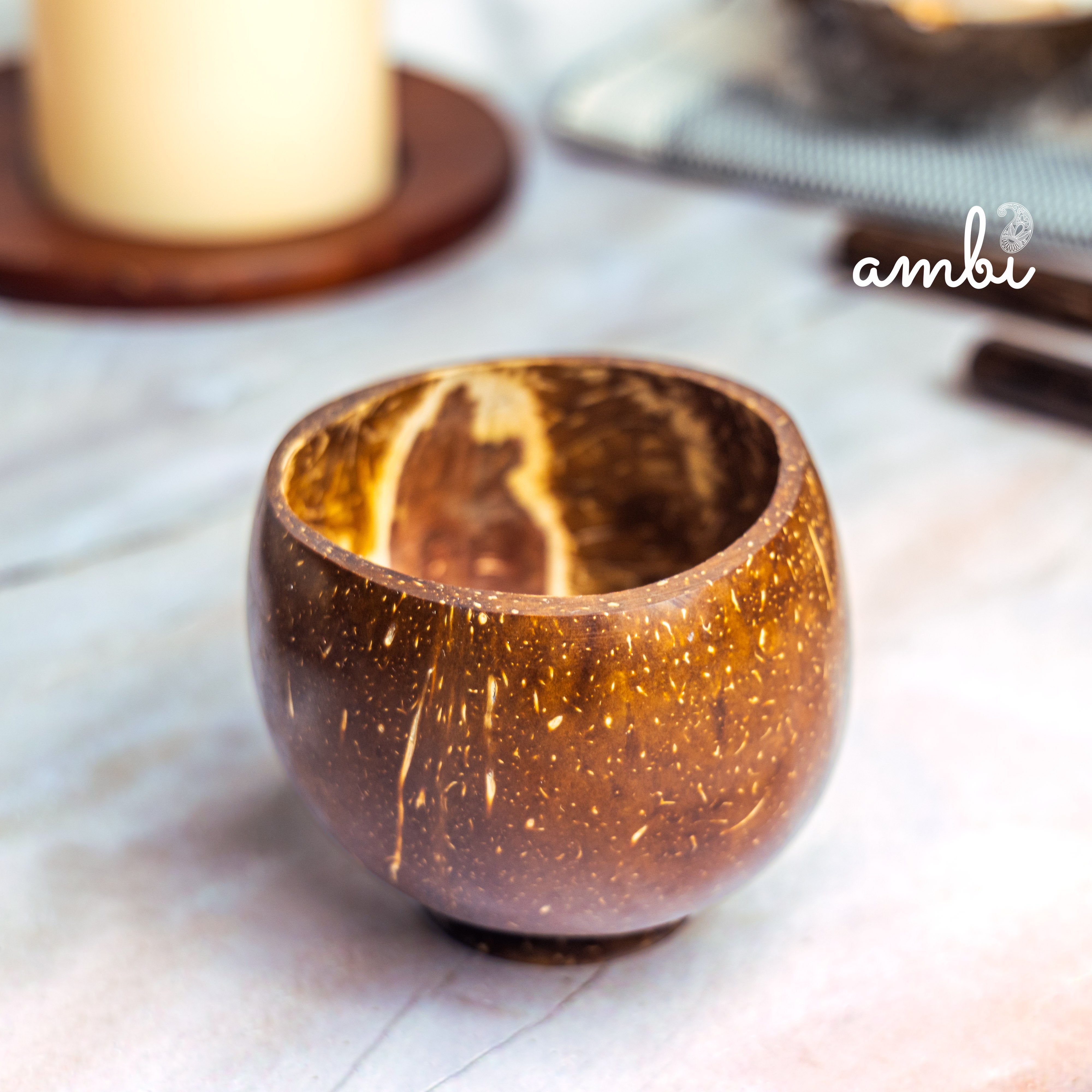 Coconut Shell Cups — Set of 2, Handcrafted for Tea, Coffee and Juice
