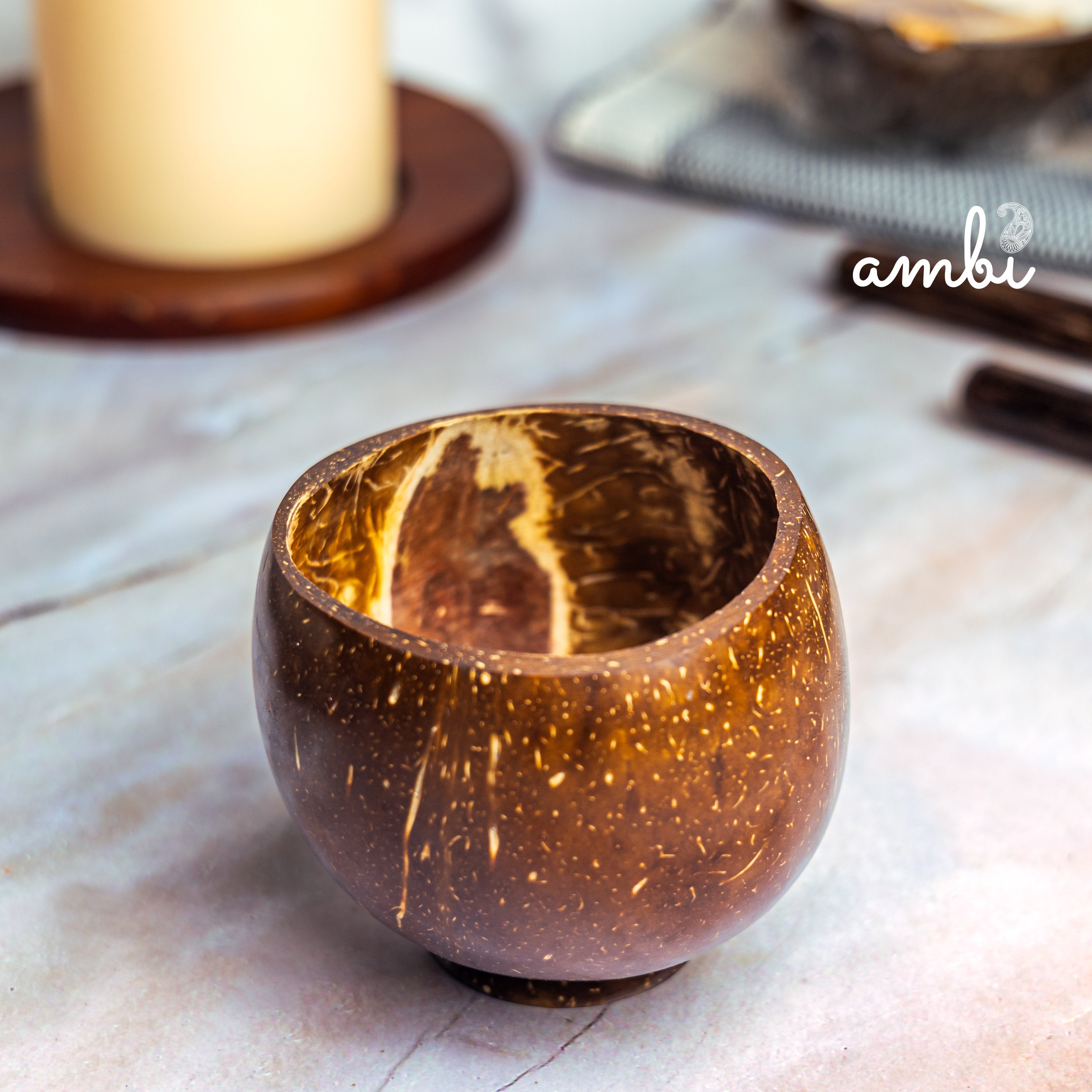 Coconut Shell Cups — Set of 2, Handcrafted for Tea, Coffee and Juice