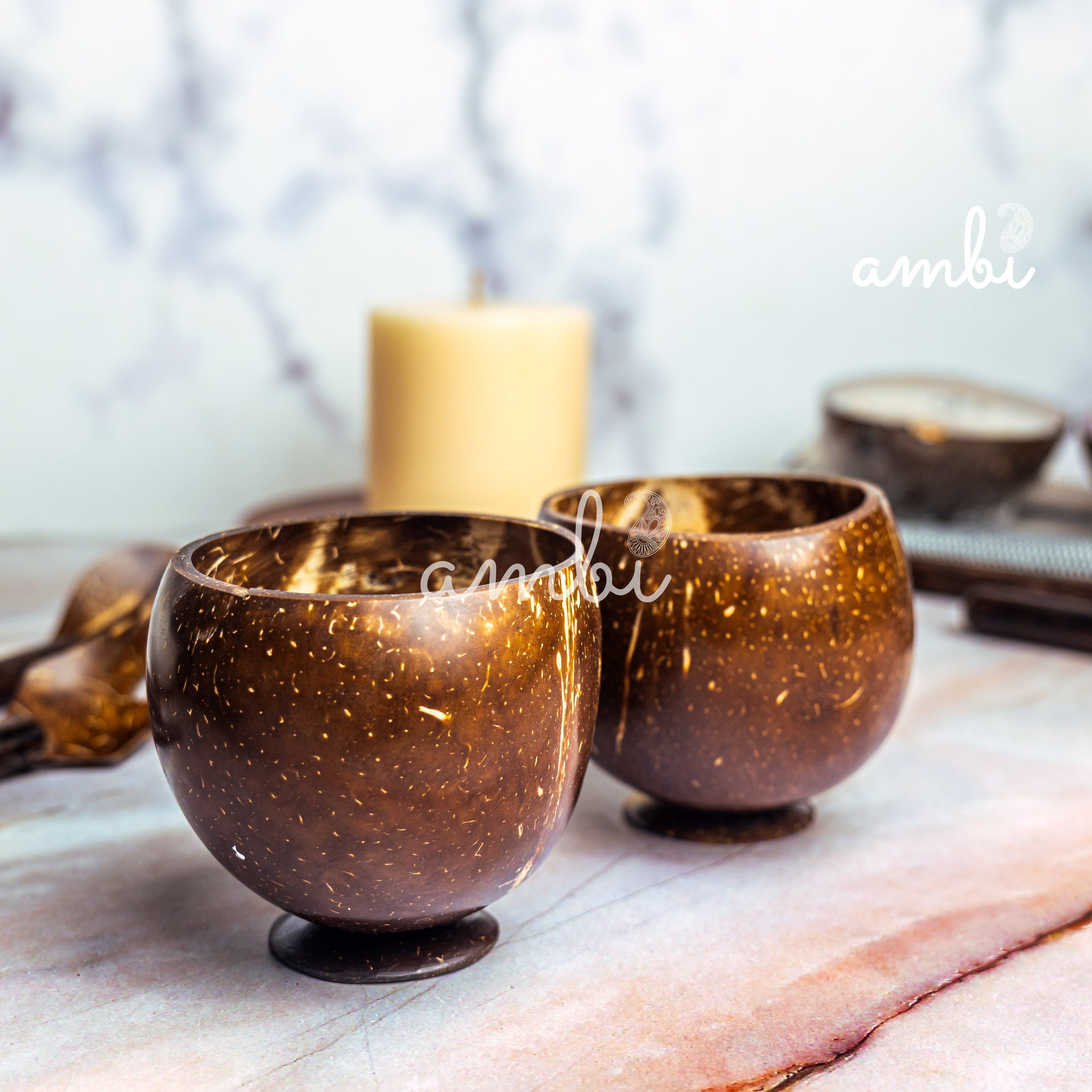 Coconut Shell Cups | Perfect for Tea / Coffee / Juice Cups - Set of 2