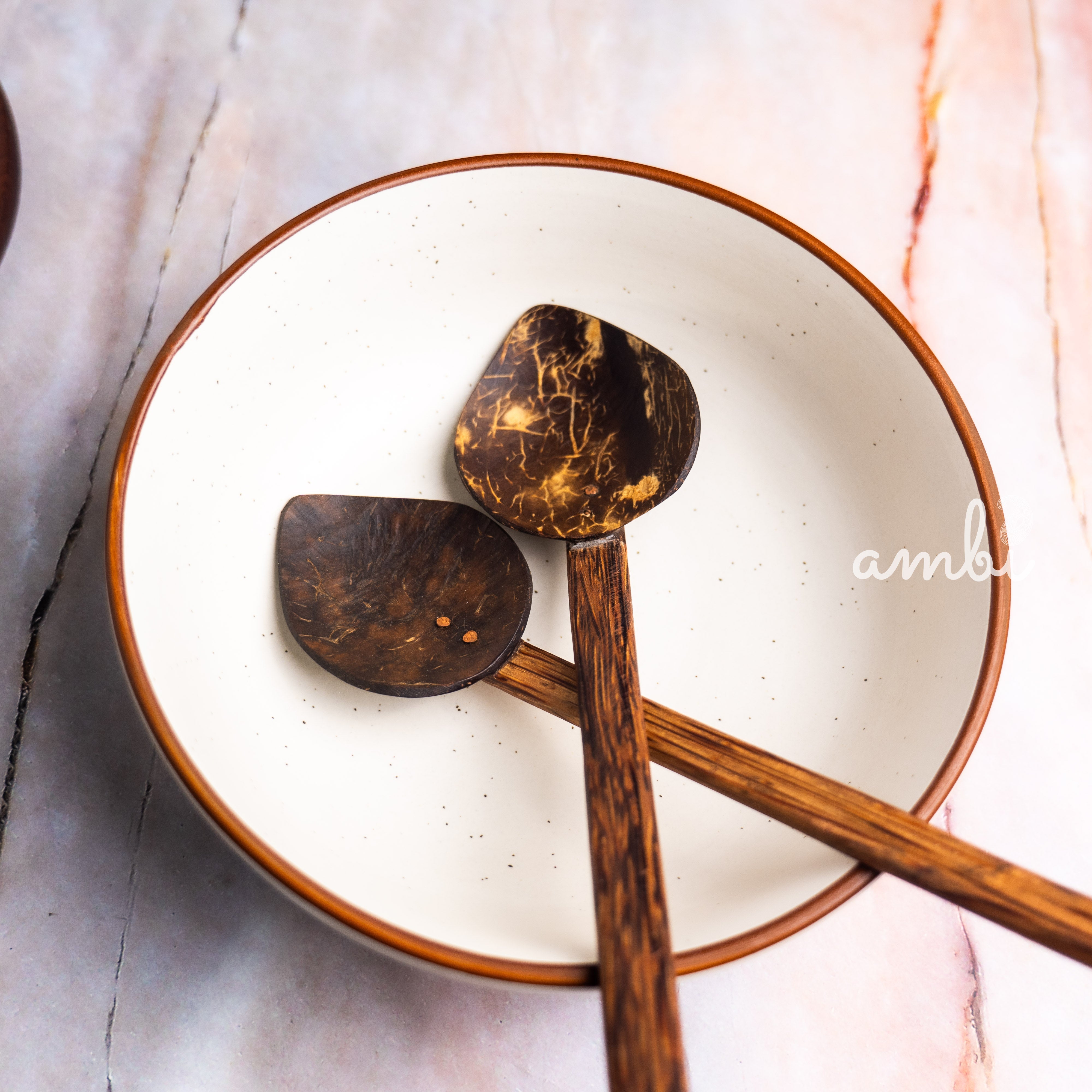 Coconut Shell Serving Platter and Plate — Set of 2, Handcrafted Eco-Friendly