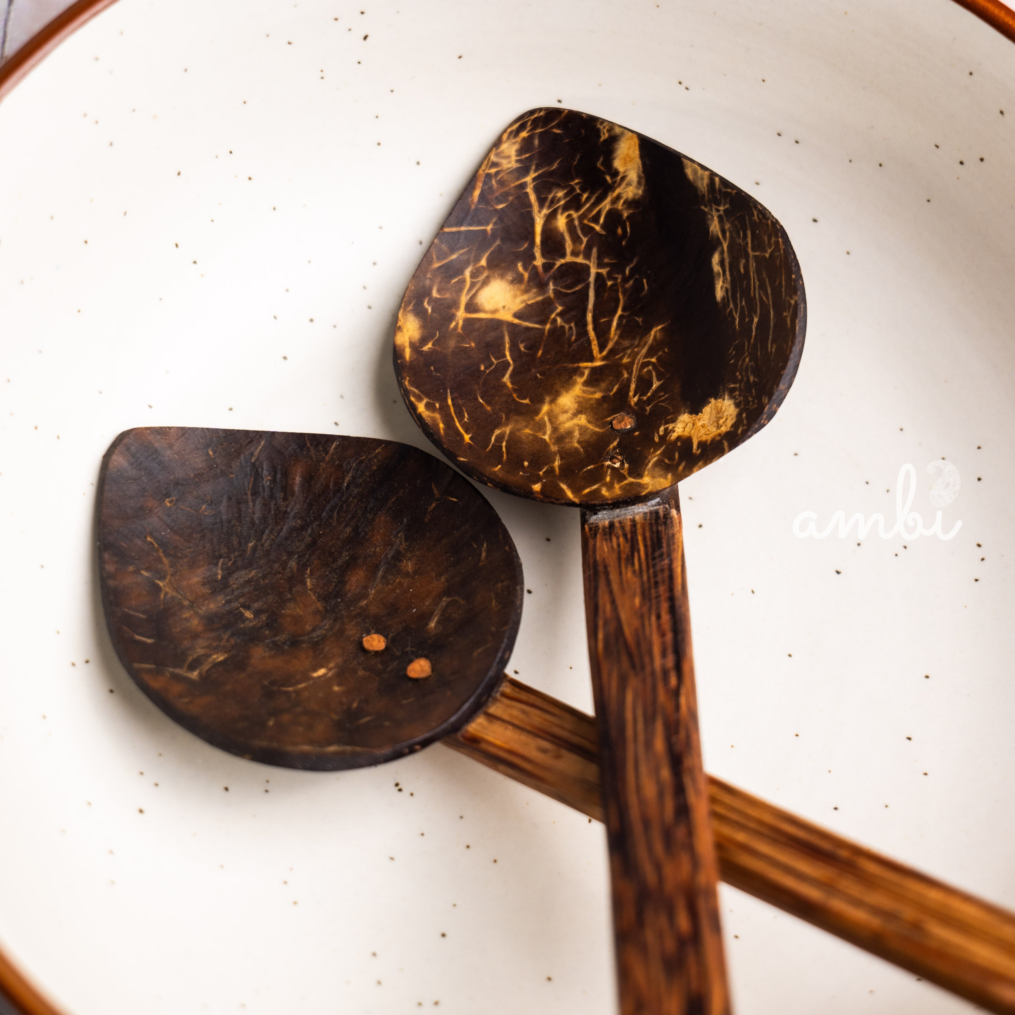 Coconut Shell Serving Platter and Plate — Set of 2, Handcrafted Eco-Friendly