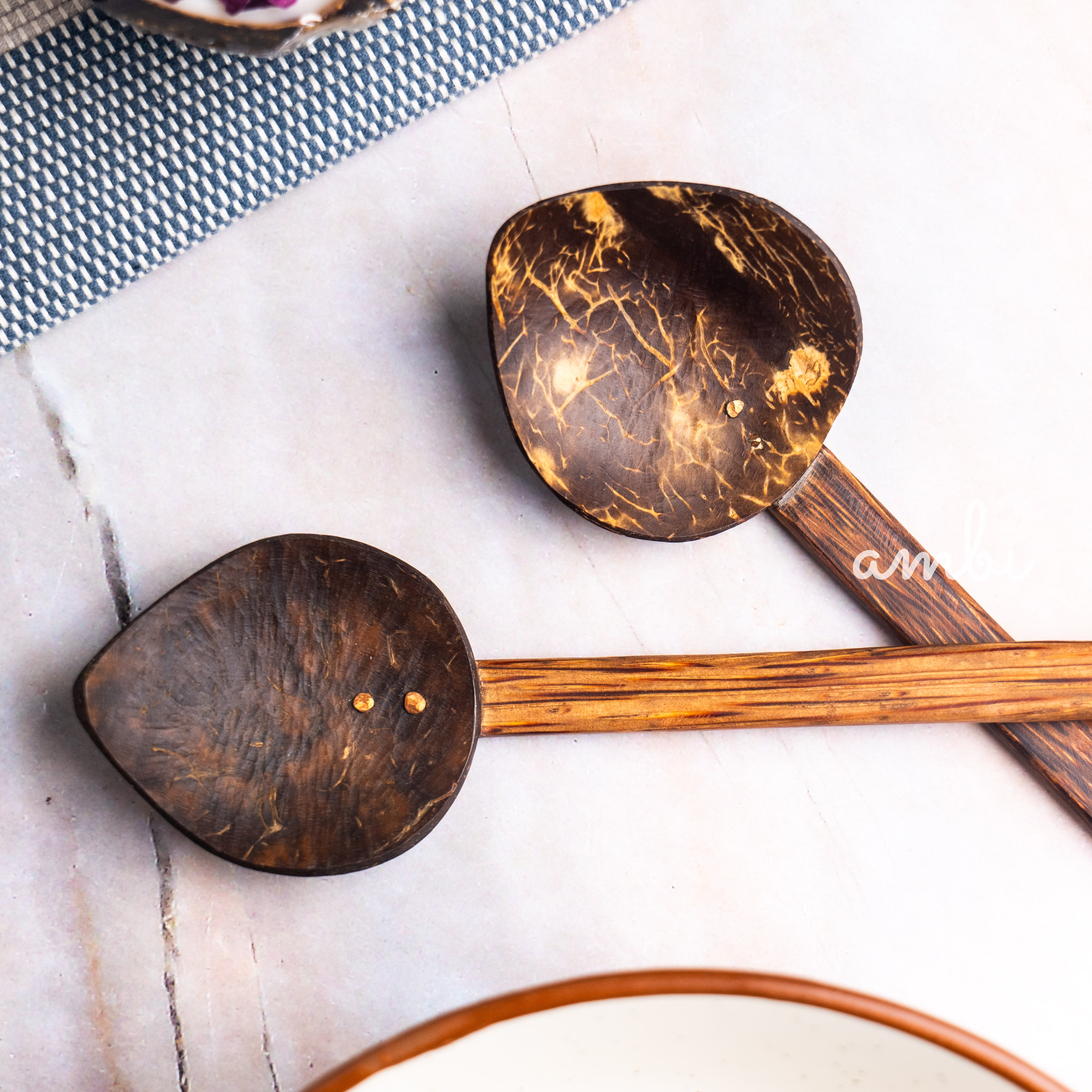 Coconut Shell Serving Platter and Plate — Set of 2, Handcrafted Eco-Friendly