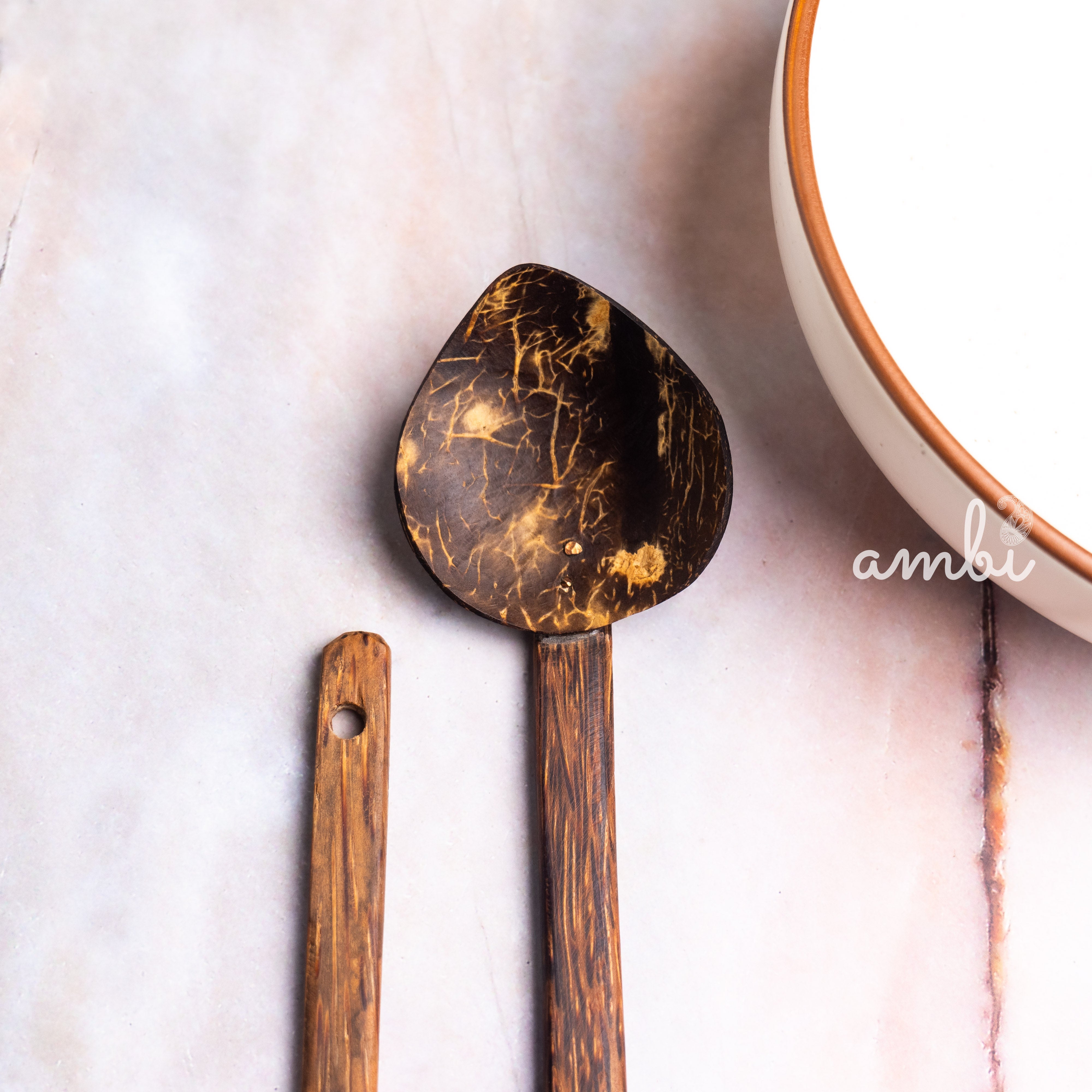 Coconut Shell Serving Platter and Plate — Set of 2, Handcrafted Eco-Friendly