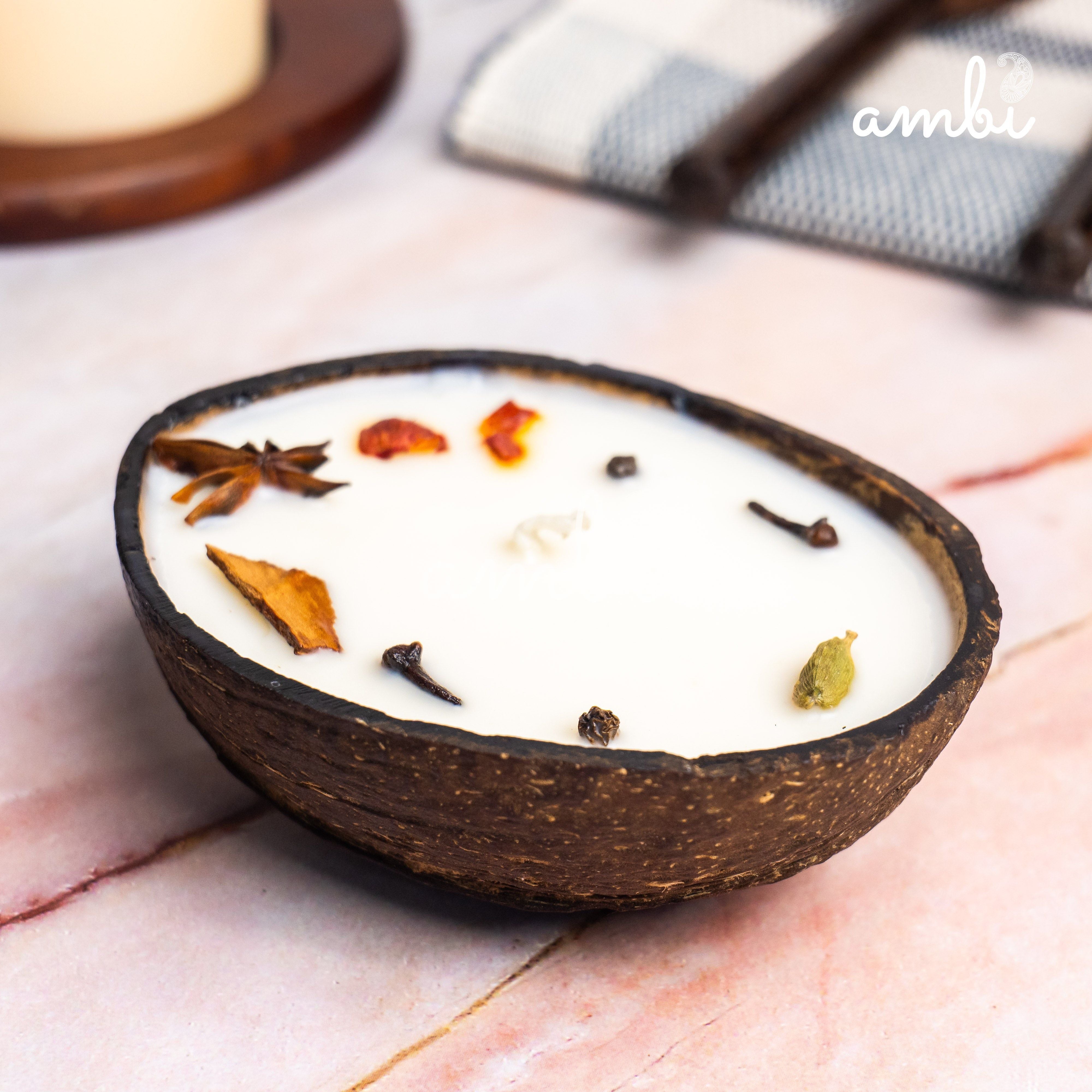 Coconut Shell Eco-Friendly Scented Candles Gift Set - Box of 3 Candles