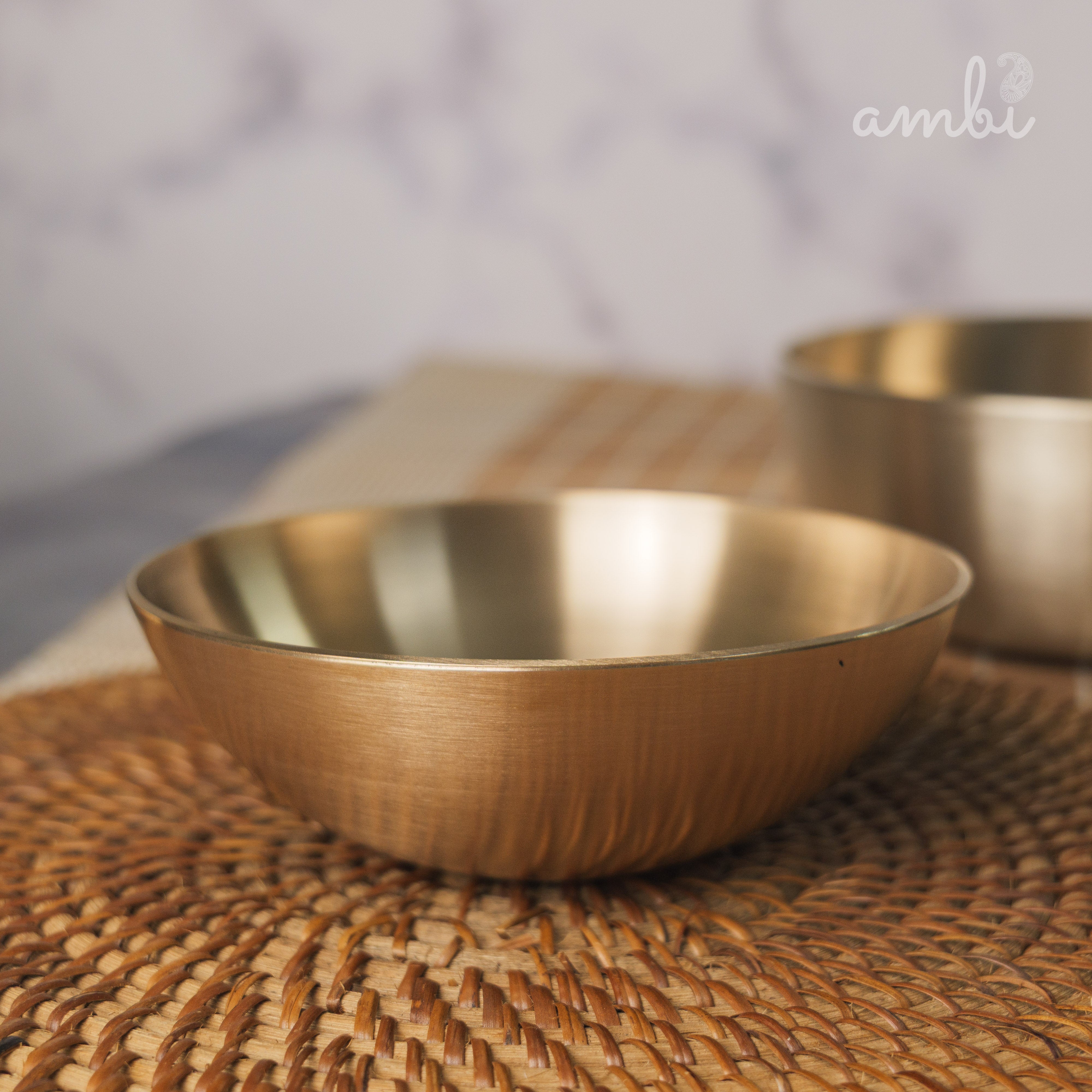 AMBI Pure 100% Lead Free Kansa Elegant Medium Bowl - 5.5 Inch (450 ml)