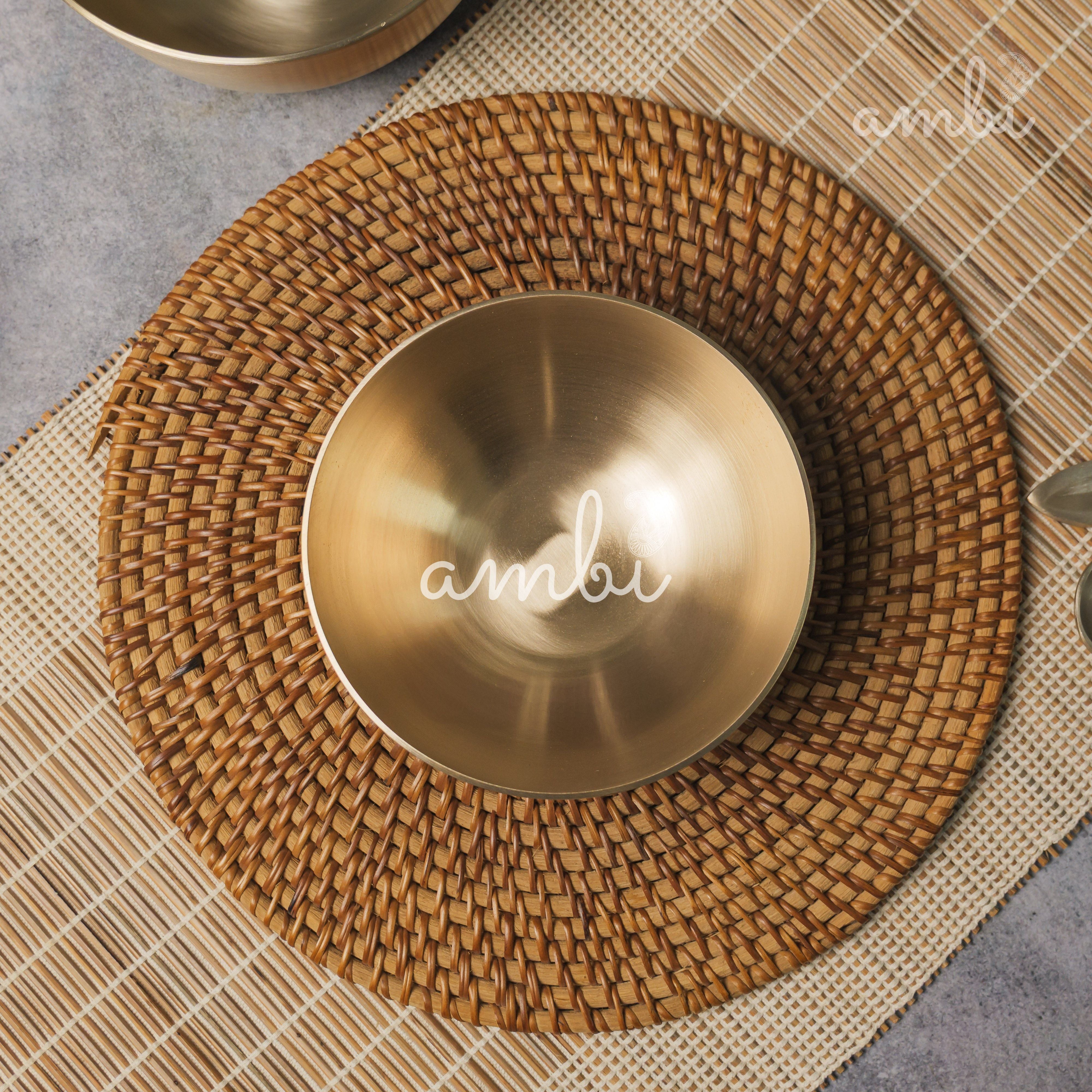 AMBI Pure 100% Lead Free Kansa Elegant Medium Bowl - 5.5 Inch (450 ml)