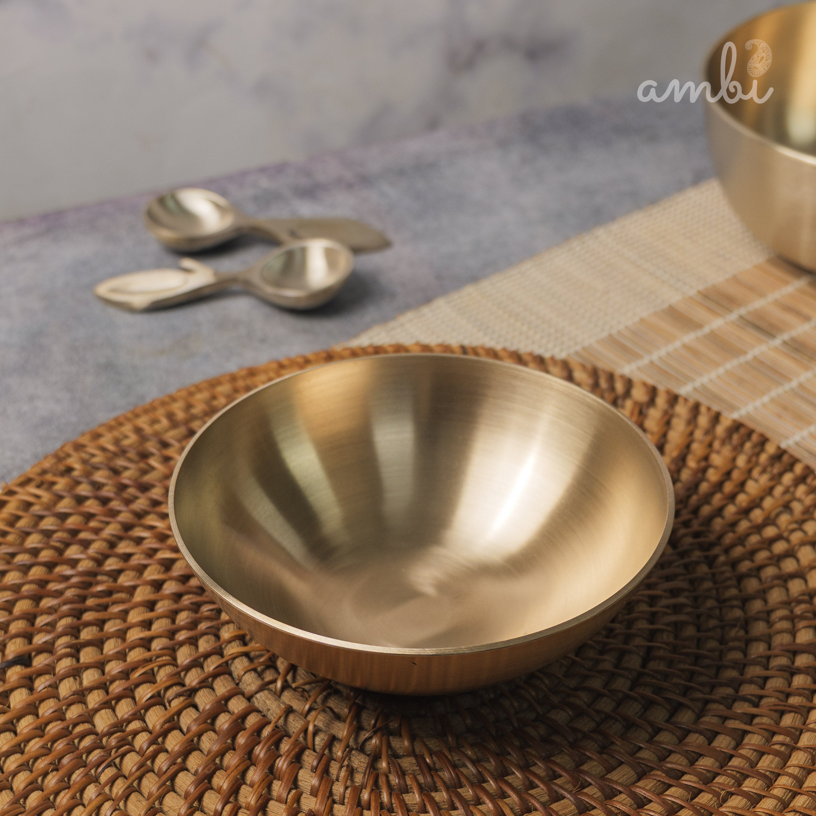 AMBI Pure 100% Lead Free Kansa Elegant Medium Bowl - 5.5 Inch (450 ml)