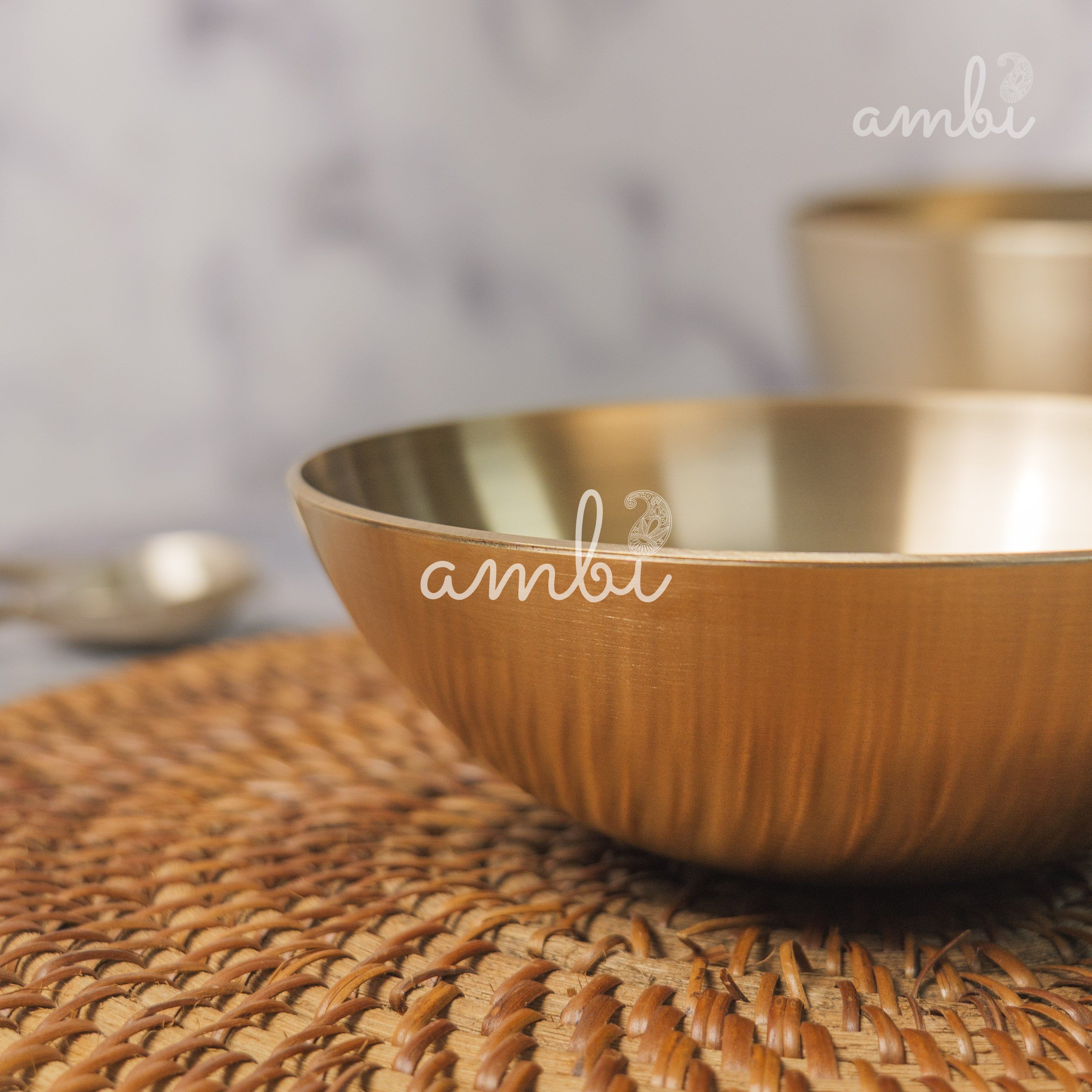 AMBI Pure 100% Lead Free Kansa Elegant Medium Bowl - 5.5 Inch (450 ml)