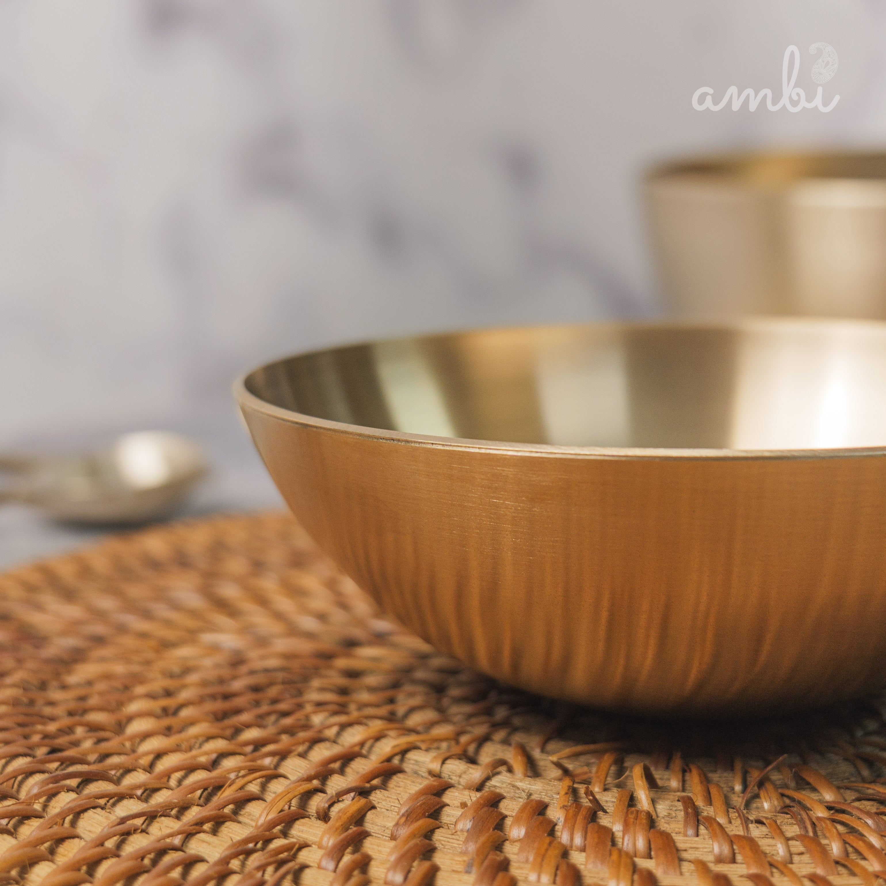 AMBI Pure 100% Lead Free Kansa Elegant Medium Bowl - 5.5 Inch (450 ml)