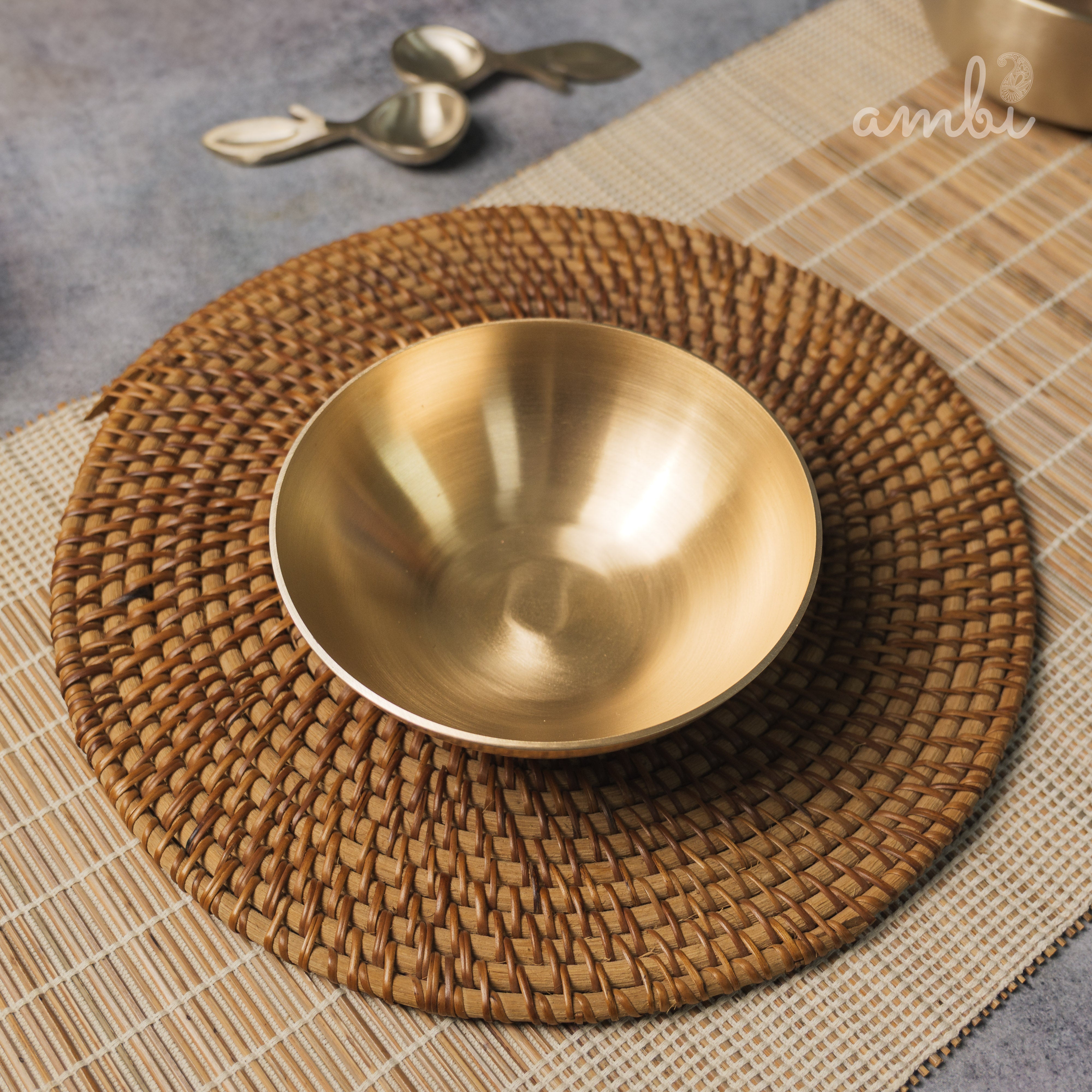 AMBI Pure 100% Lead Free Kansa Elegant Medium Bowl - 5.5 Inch (450 ml)